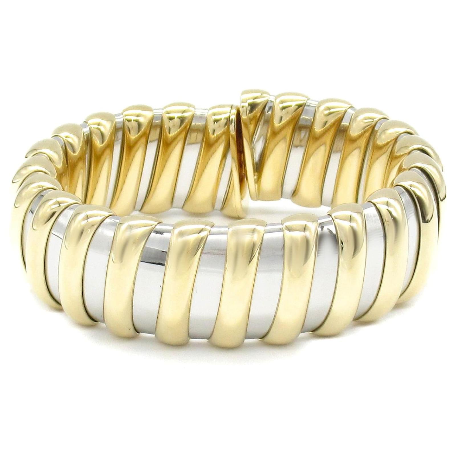 Autre Marque Bvlgari Tubogas Bracelet K18 Yellow Gold Stainless 