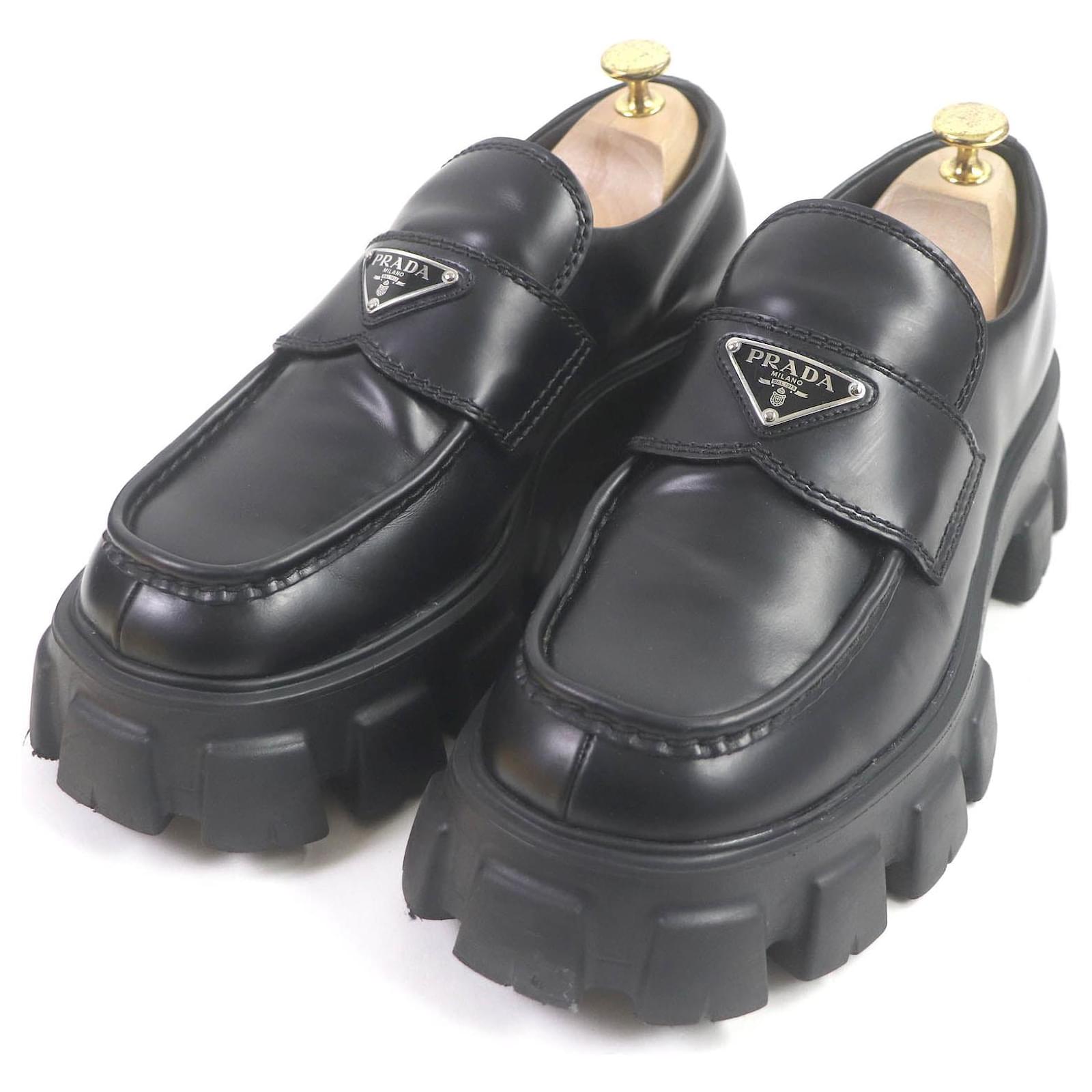 Autre Marque Mocasines de cuero Prada Monolith Negros ref