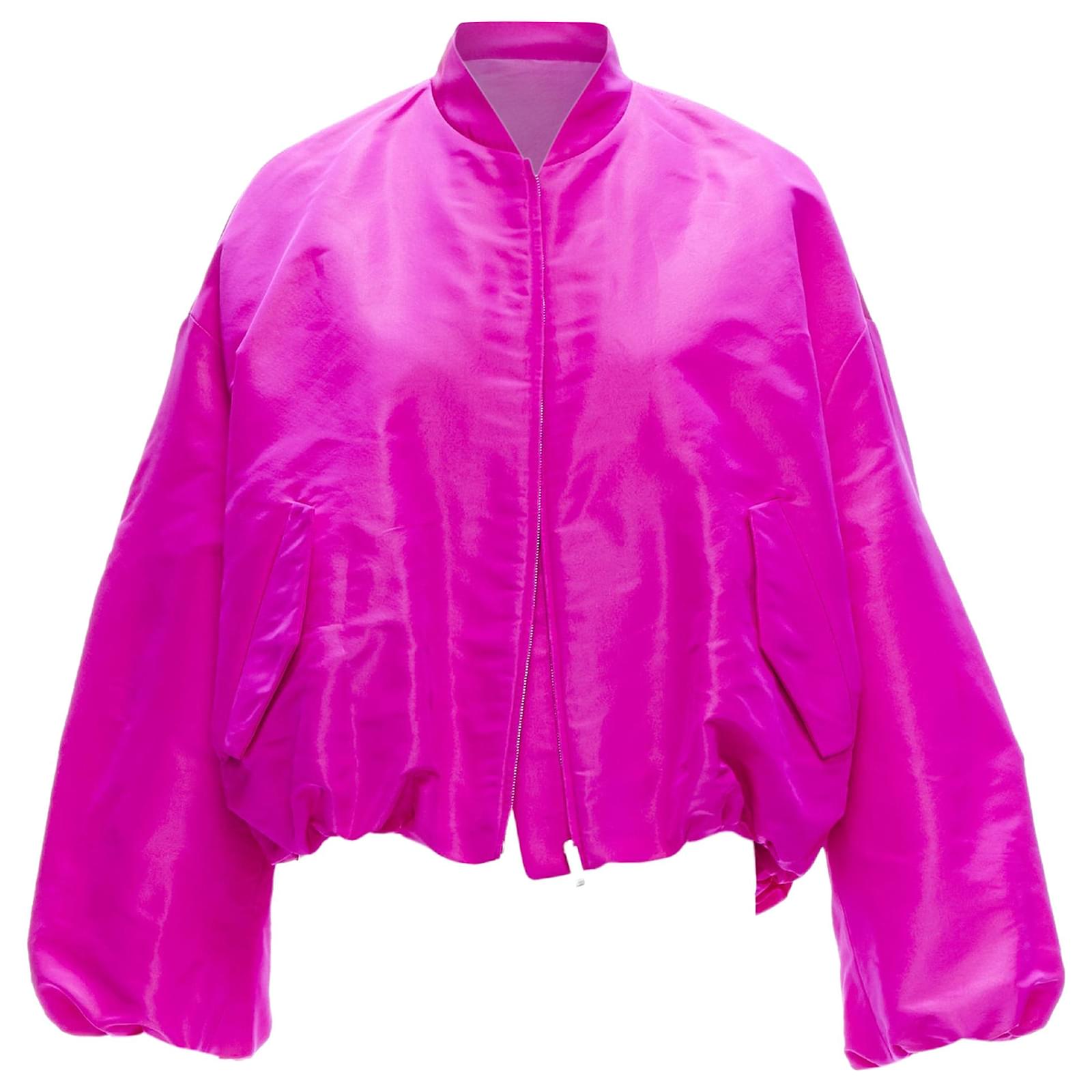 Valentino Garavani PP silk satin on cropped bomber jacket Pink ref