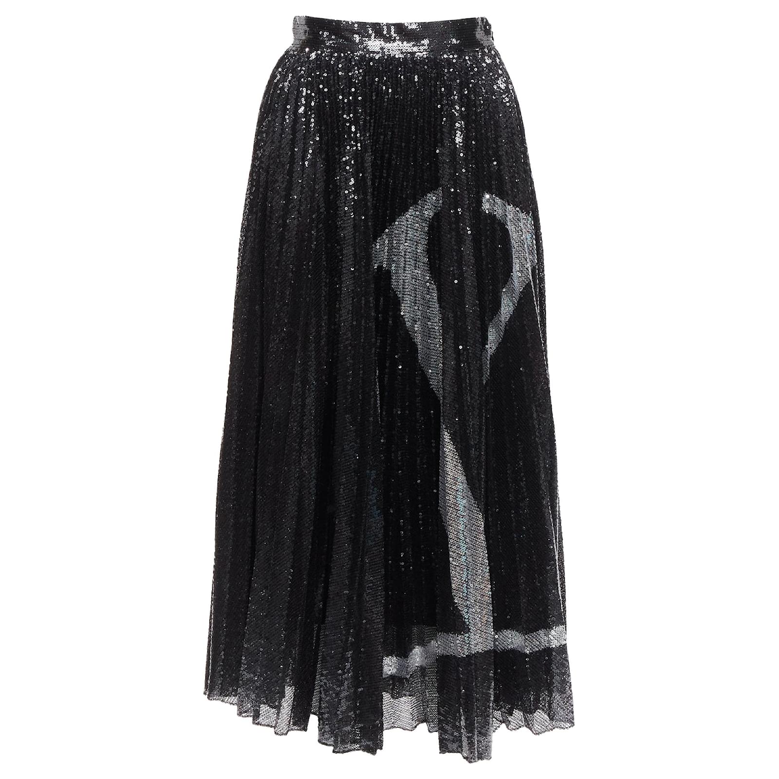 Valentino Garavani V logo silver sequins embellished pleated