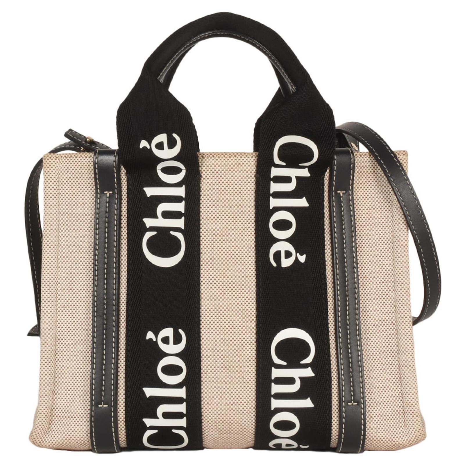 トートバッグ CHLO WOODY SMALL TOTE BAG IN RUBBER AND LEATHER Chloé Small Woody Tote Bag In Linen & Leather | Chloé US