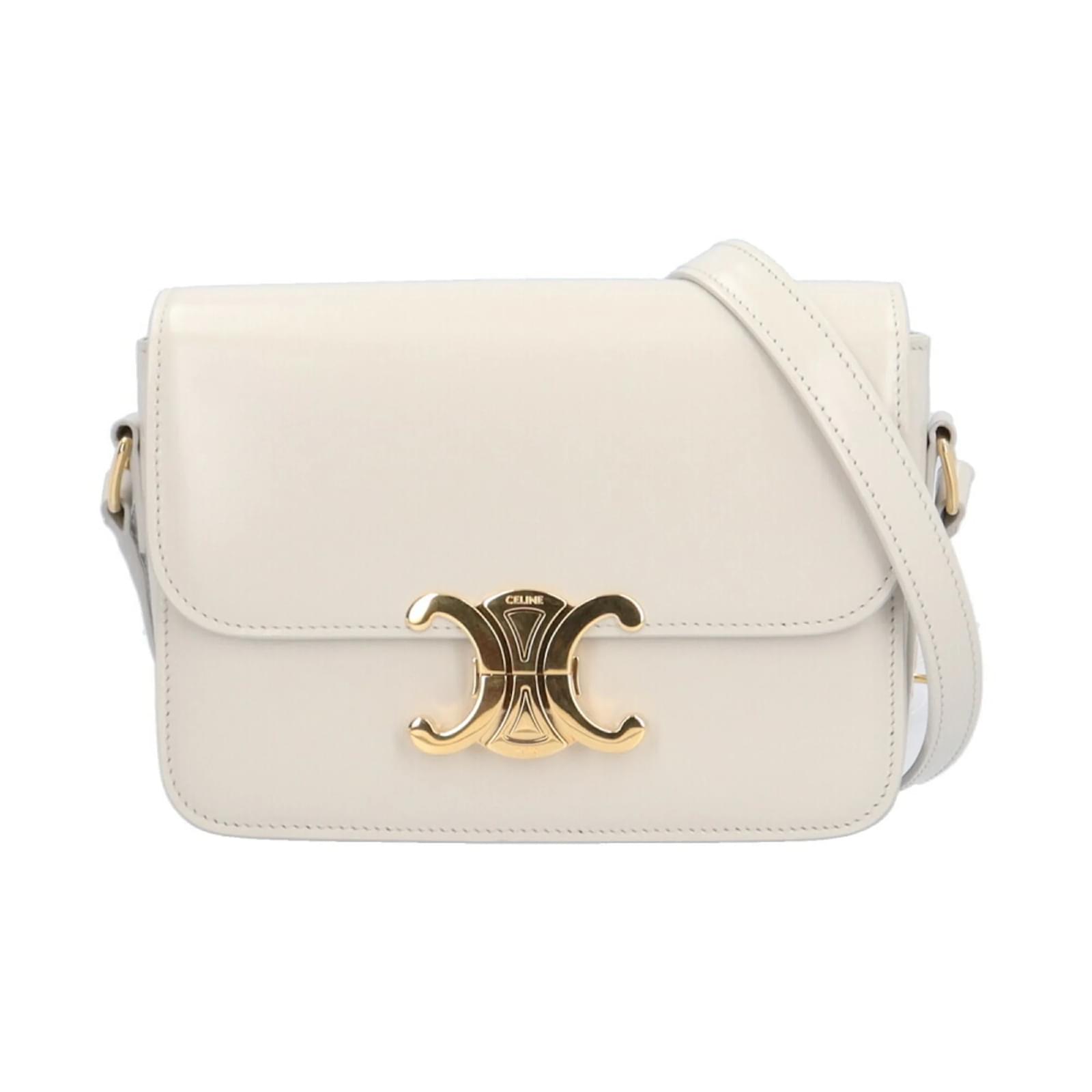 Céline Celine Teen Triomphe Shoulder Bag White Leather ref