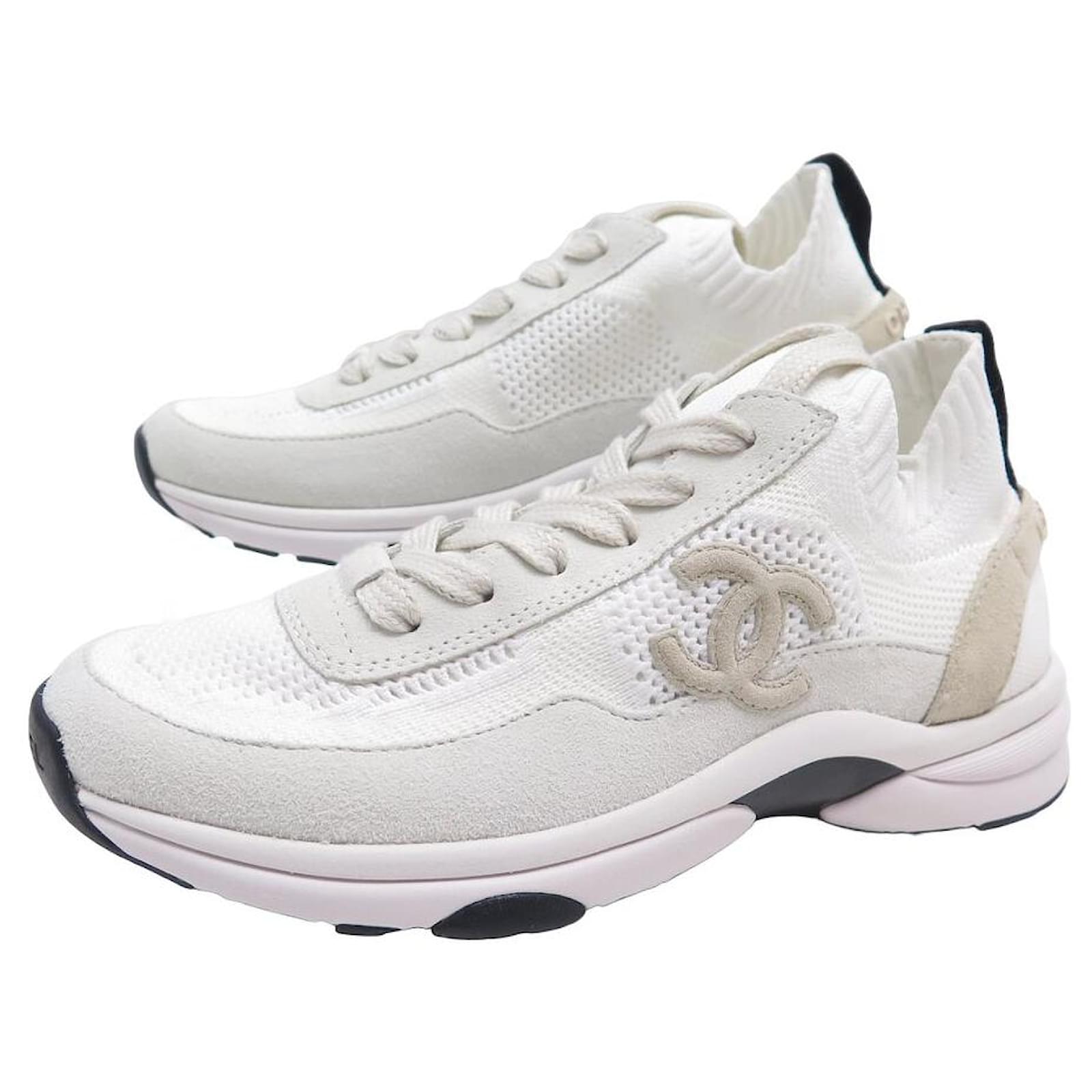 NINE CHANEL G38750 TRAINER LOGO CC 36 SNEAKERS SHOES White