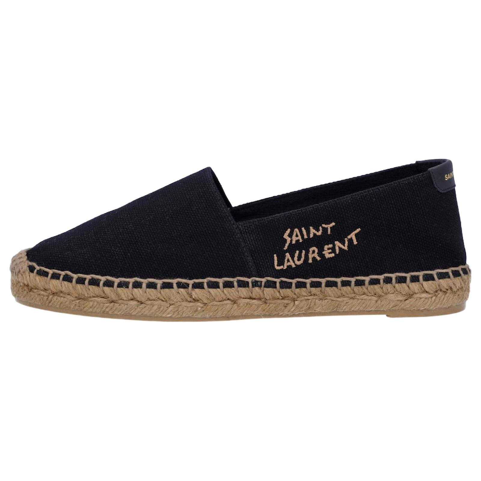 Saint Laurent bestickte Espadrilles aus schwarzem Canvas