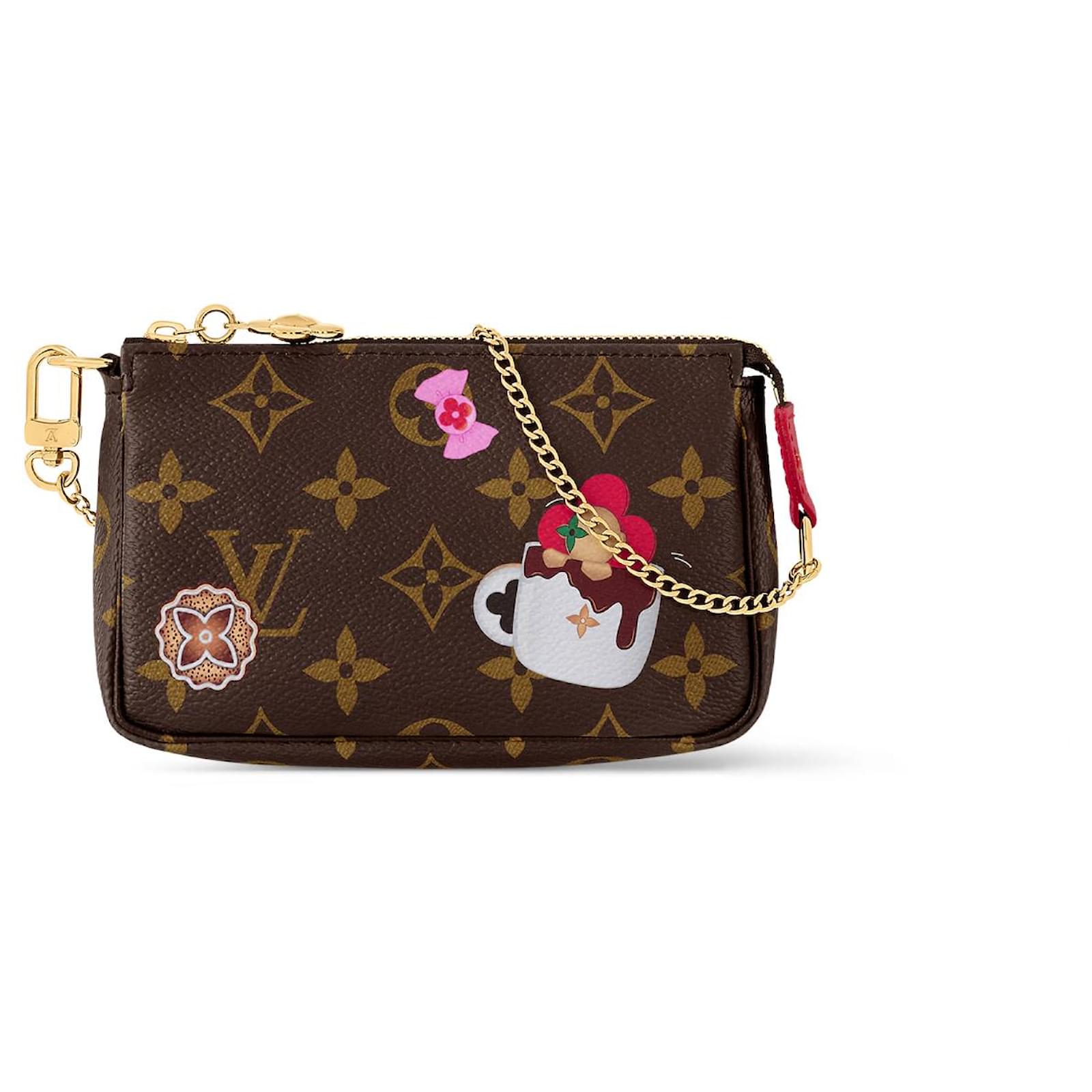 Louis Vuitton LV mini pochette animazione natalizia nuova Rosso