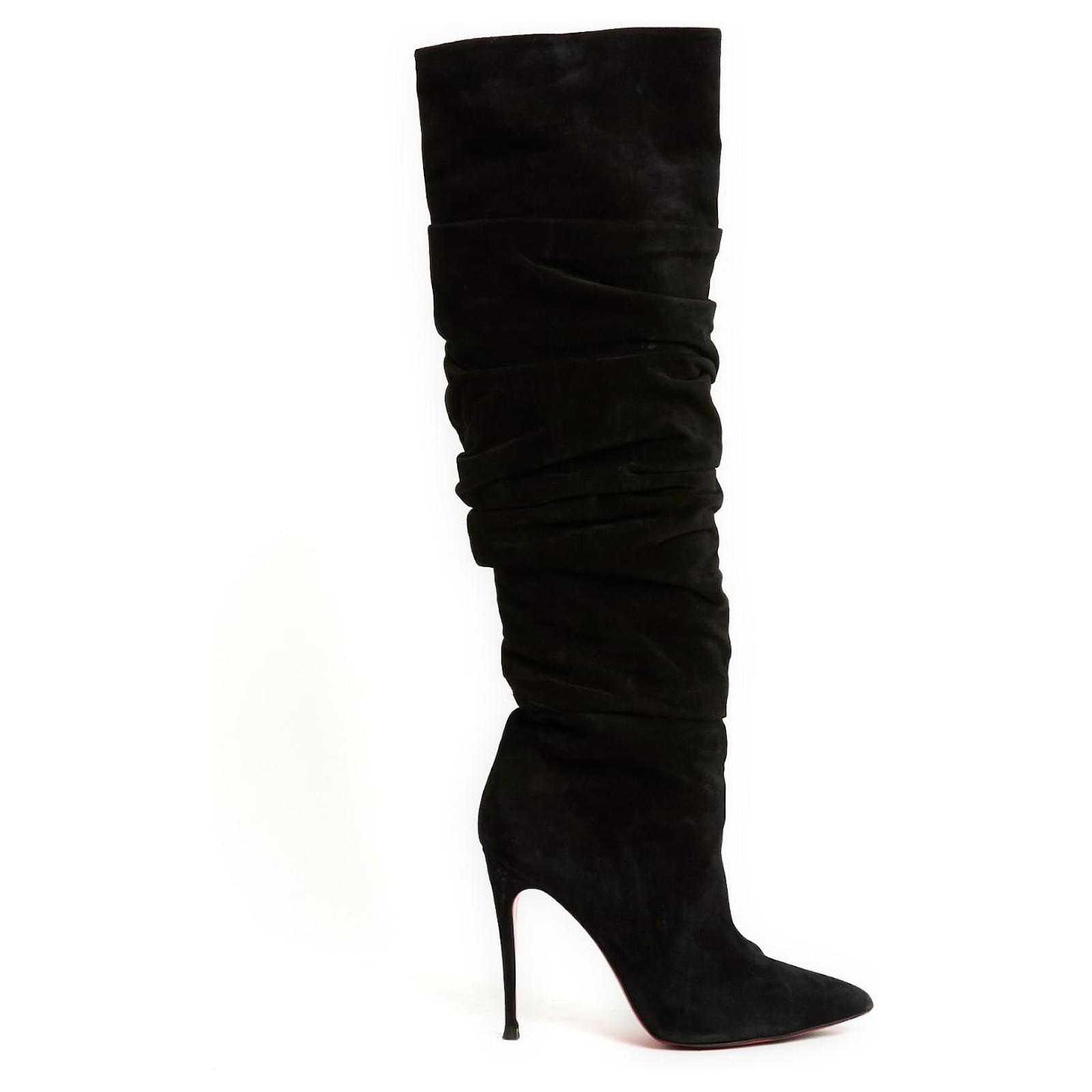 Stiletto Schwarze Stiefel Wildleder Luxuriöse Modische Damen