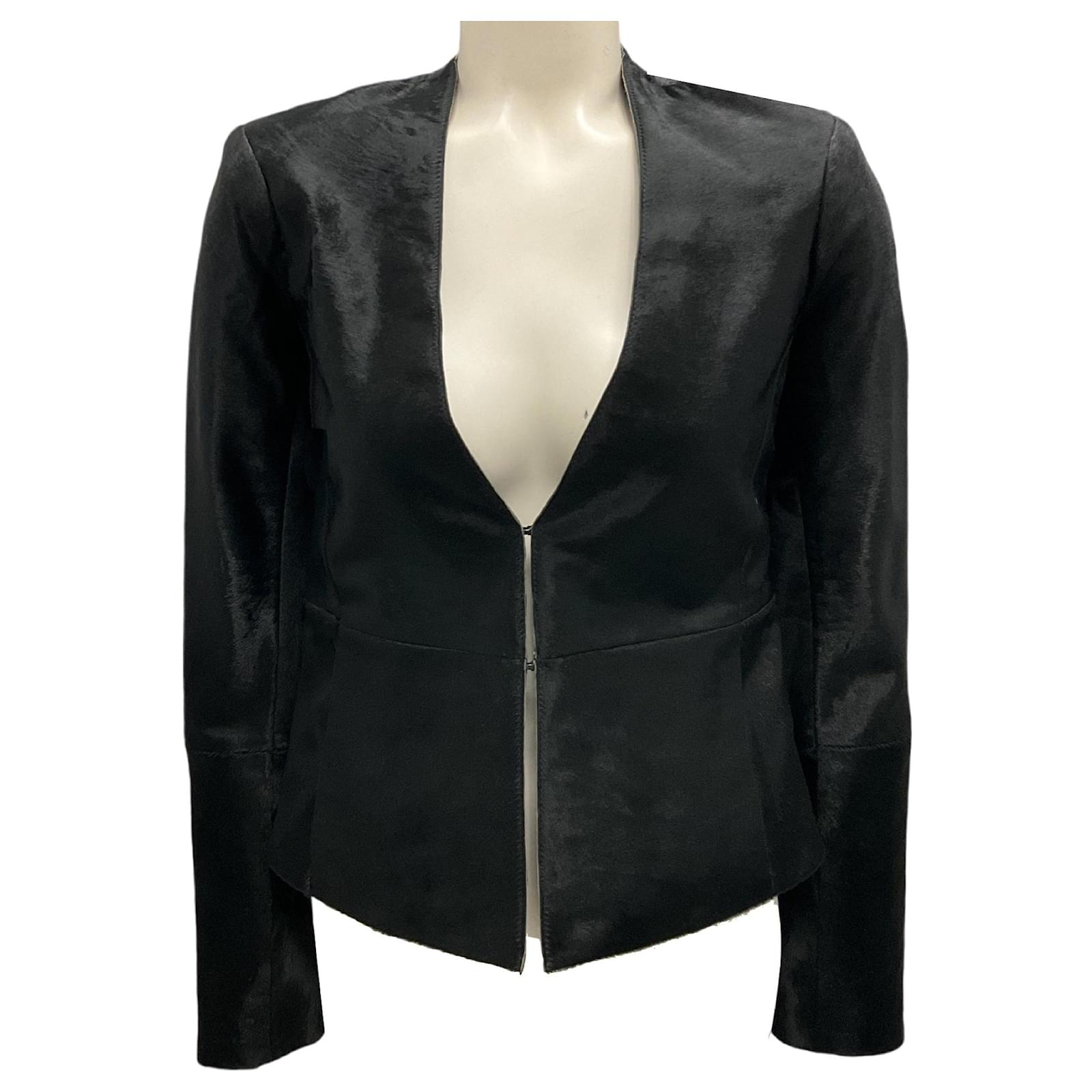 J Brand Black Calf Hair Jacket Fur Joli Closet