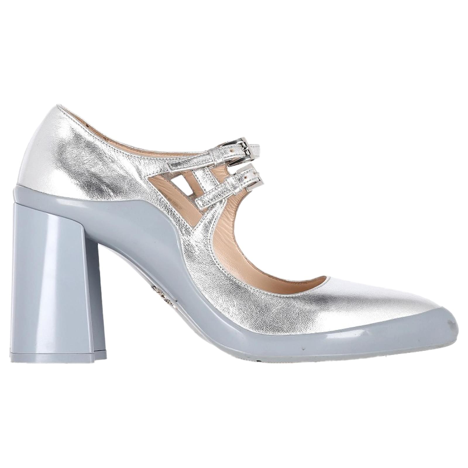 Prada silver pumps clearance