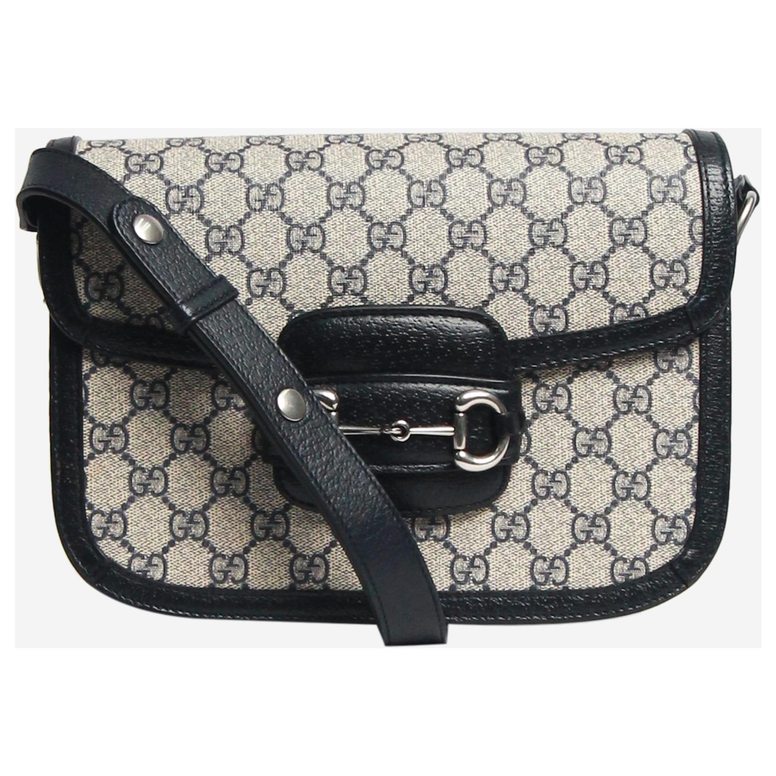 Gucci Neutral GG Supreme Horsebit 1955 Shoulder Bag Cloth ref