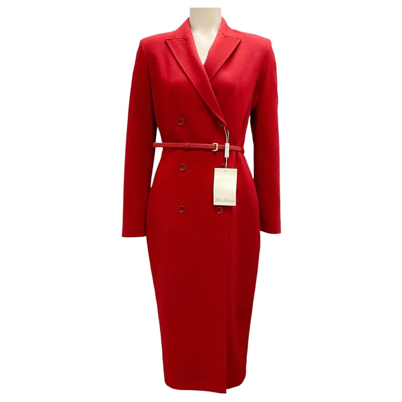 Max Mara Scarlet Belted Tailored Double Breasted Wool Califfo