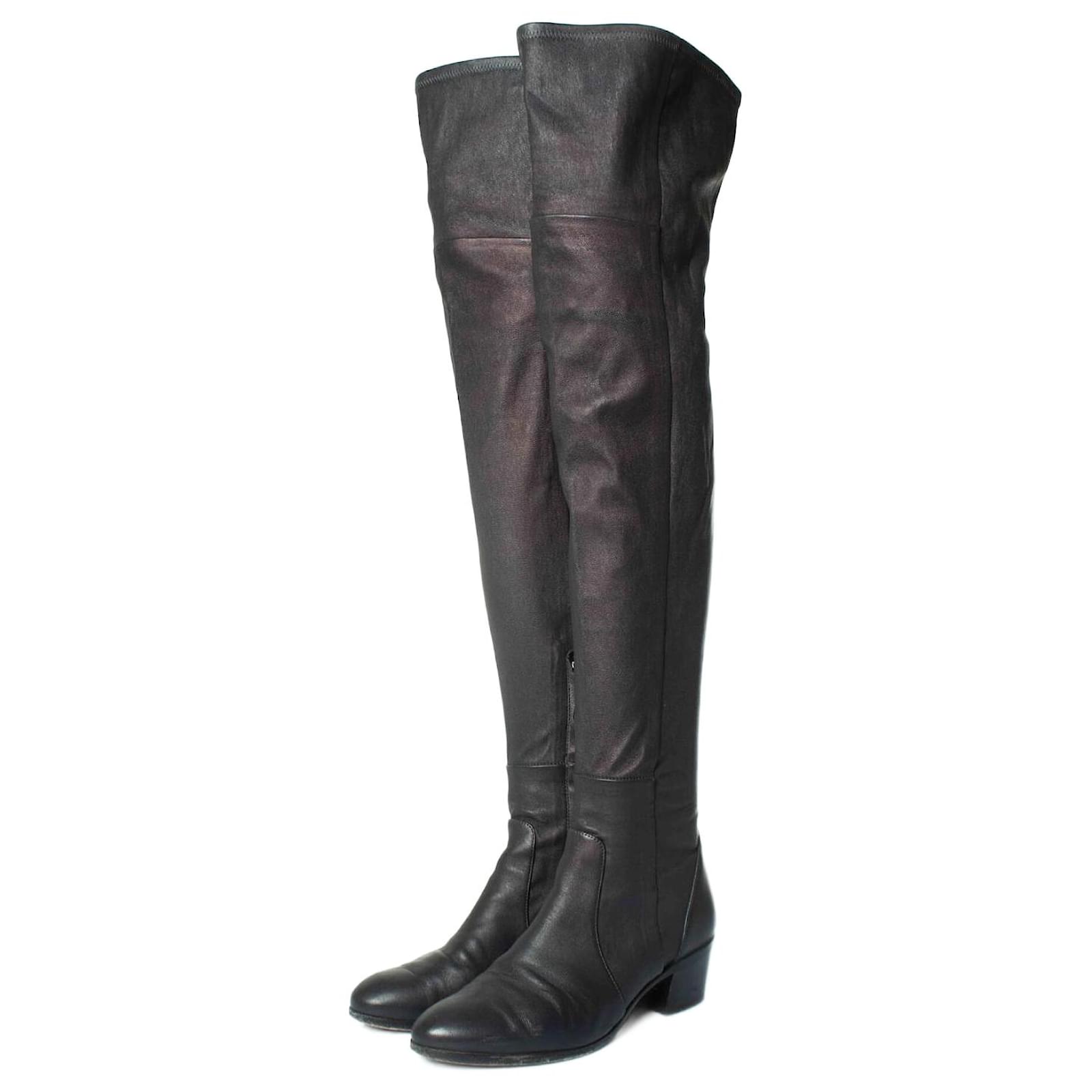 Black Overknees Stiefel Stretch MORI OVERKNEE HEELS ITALY STIEFEL