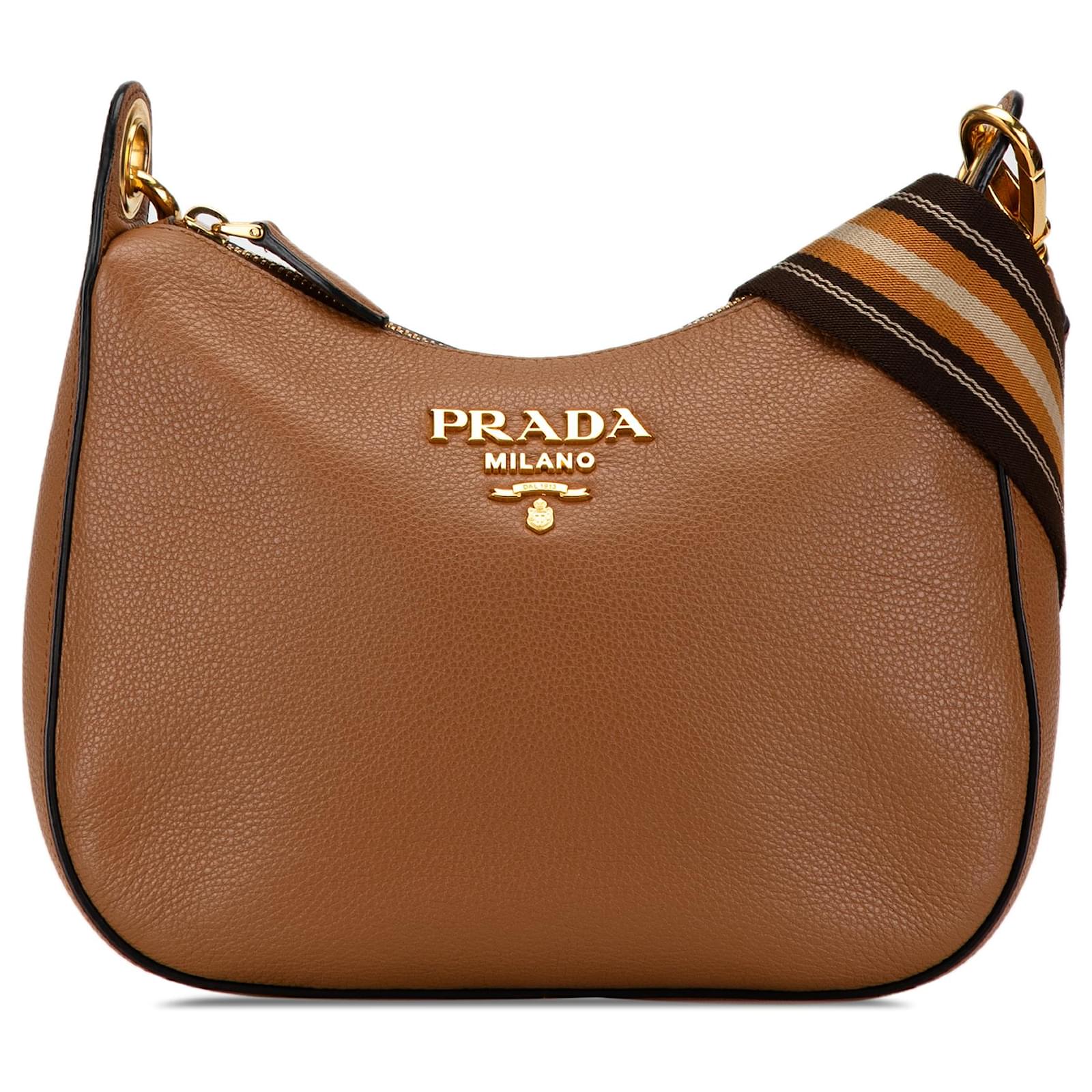 Prada Brown Vitello Phenix Crossbody Leather Pony-style calfskin