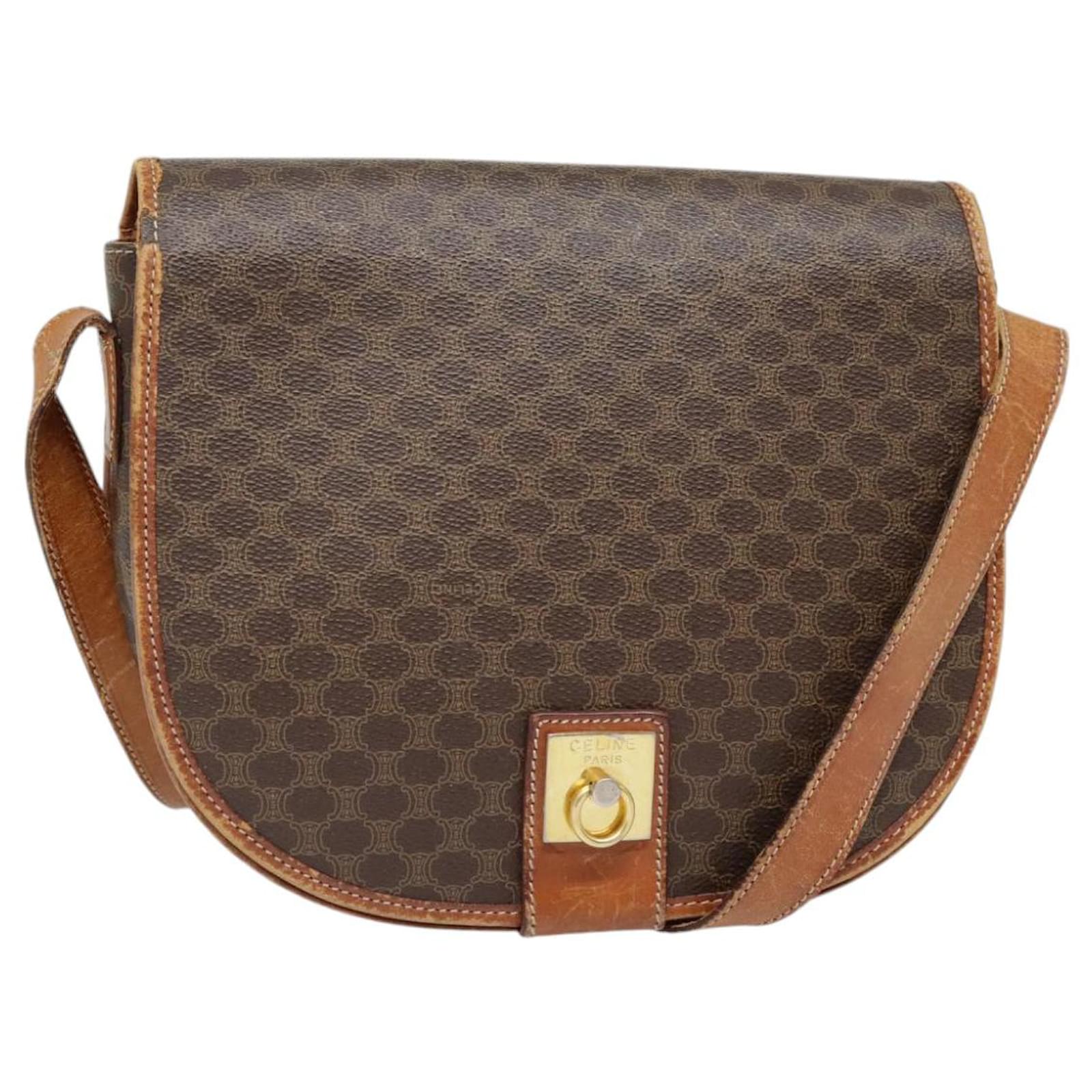Céline CELINE Macadam Canvas Shoulder Bag PVC Leather Brown