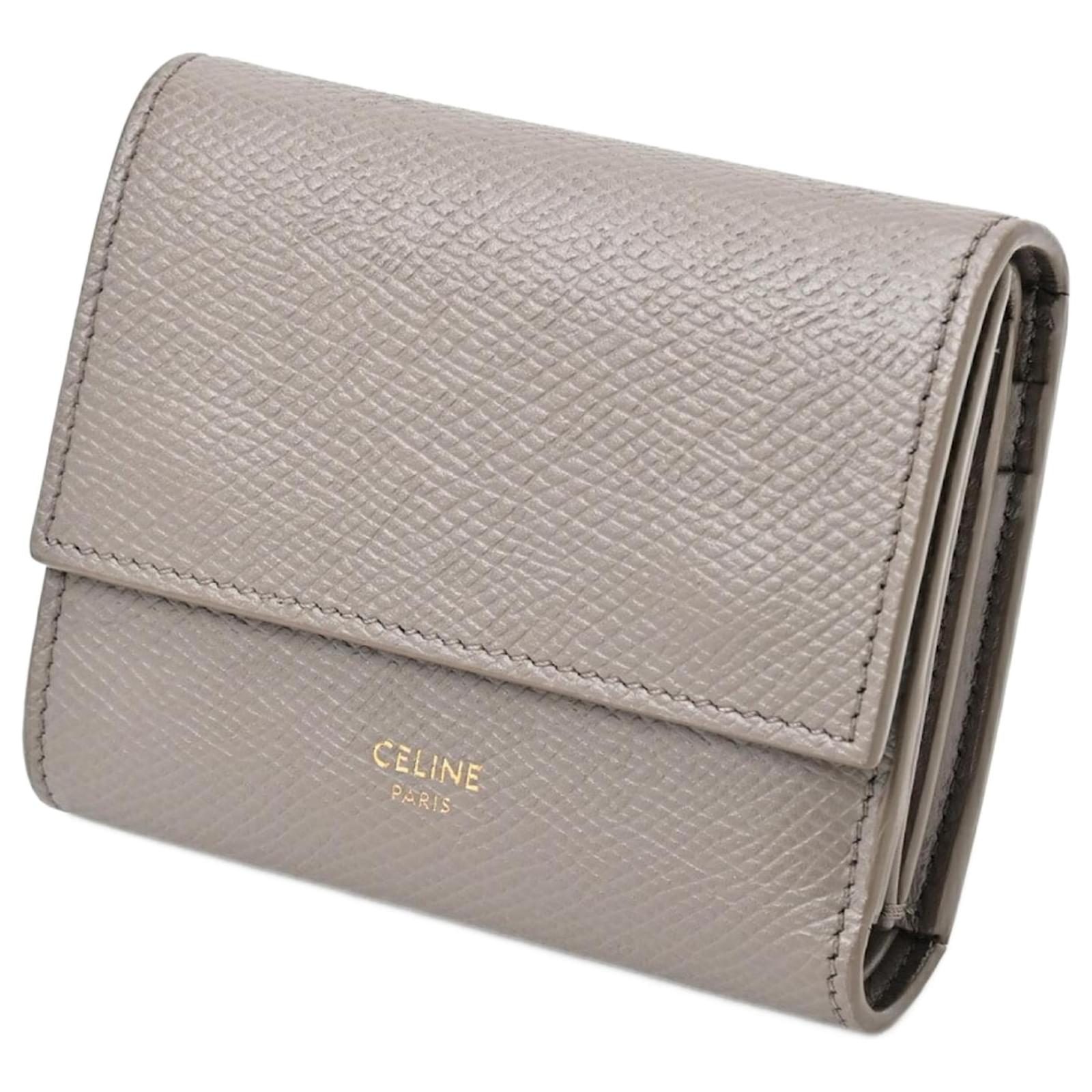 Celine Celine Small Trifold Wallet Grey Leather ref.1714772 Joli Closet