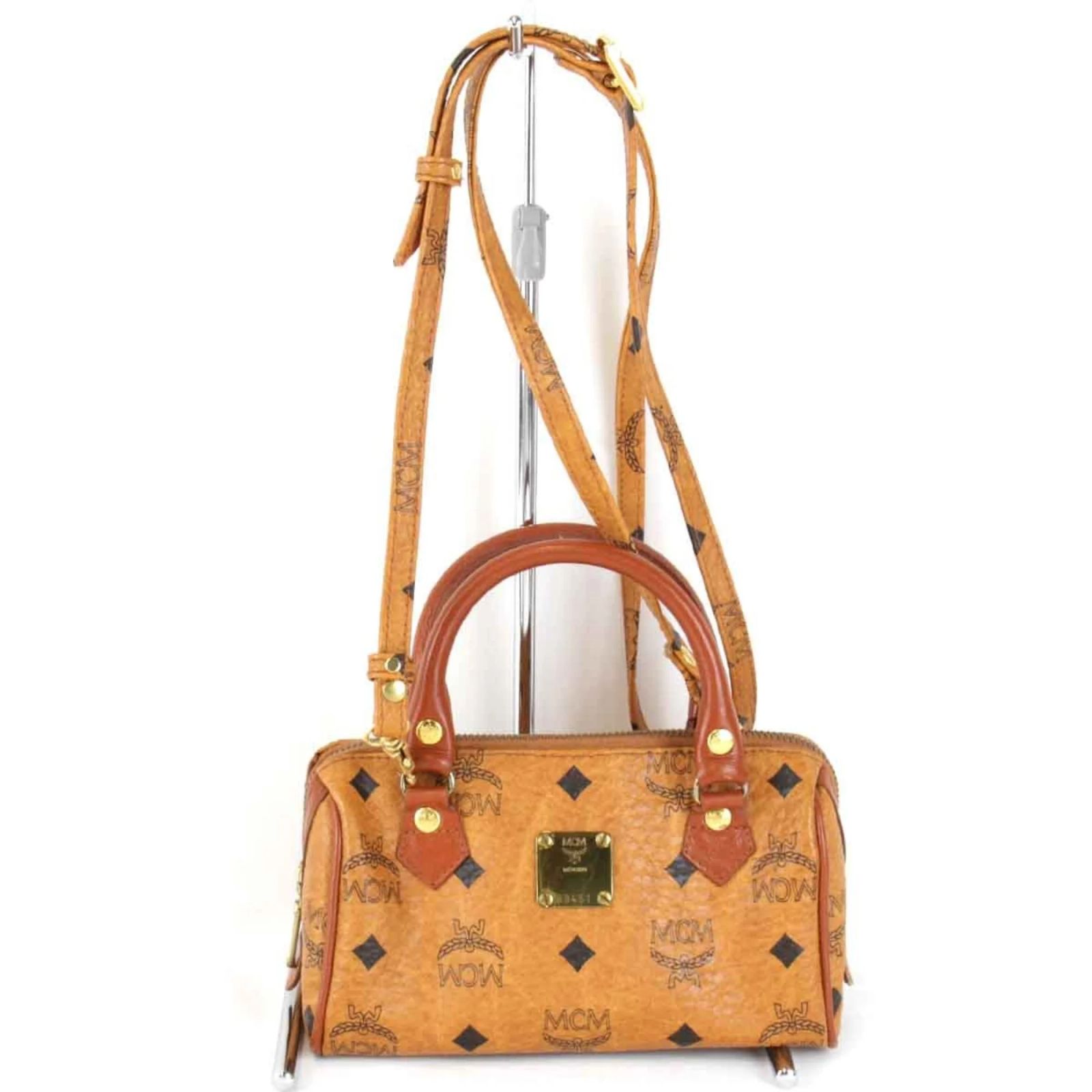 バッグ MCM Visetos Brown Mini Boston 2Way Bag MCM Visetos Brown Mini Boston 2Way Bag