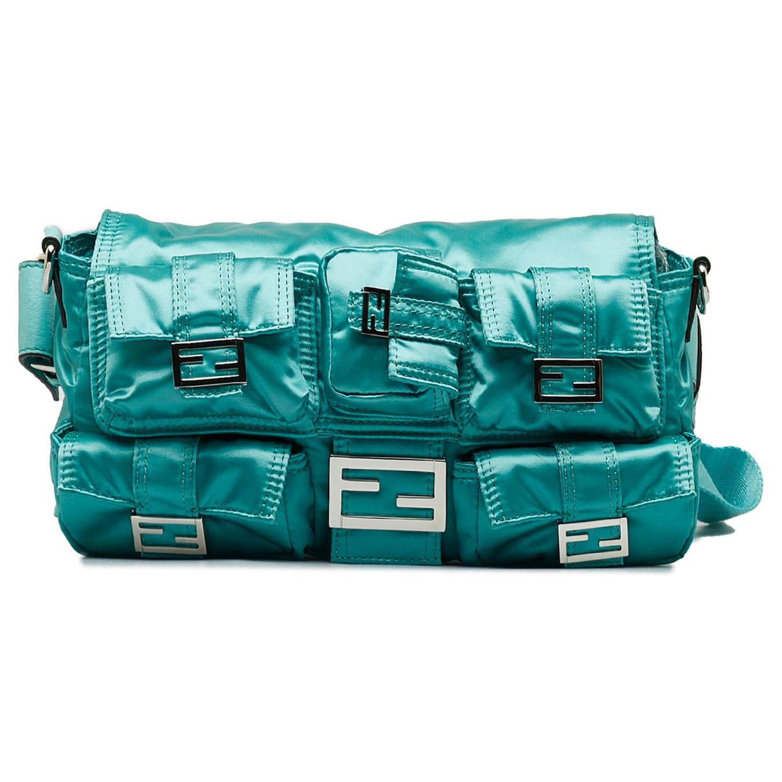 Blue Fendi Nylon Multipocket Baguette Satchel Cloth ref.JC1715262