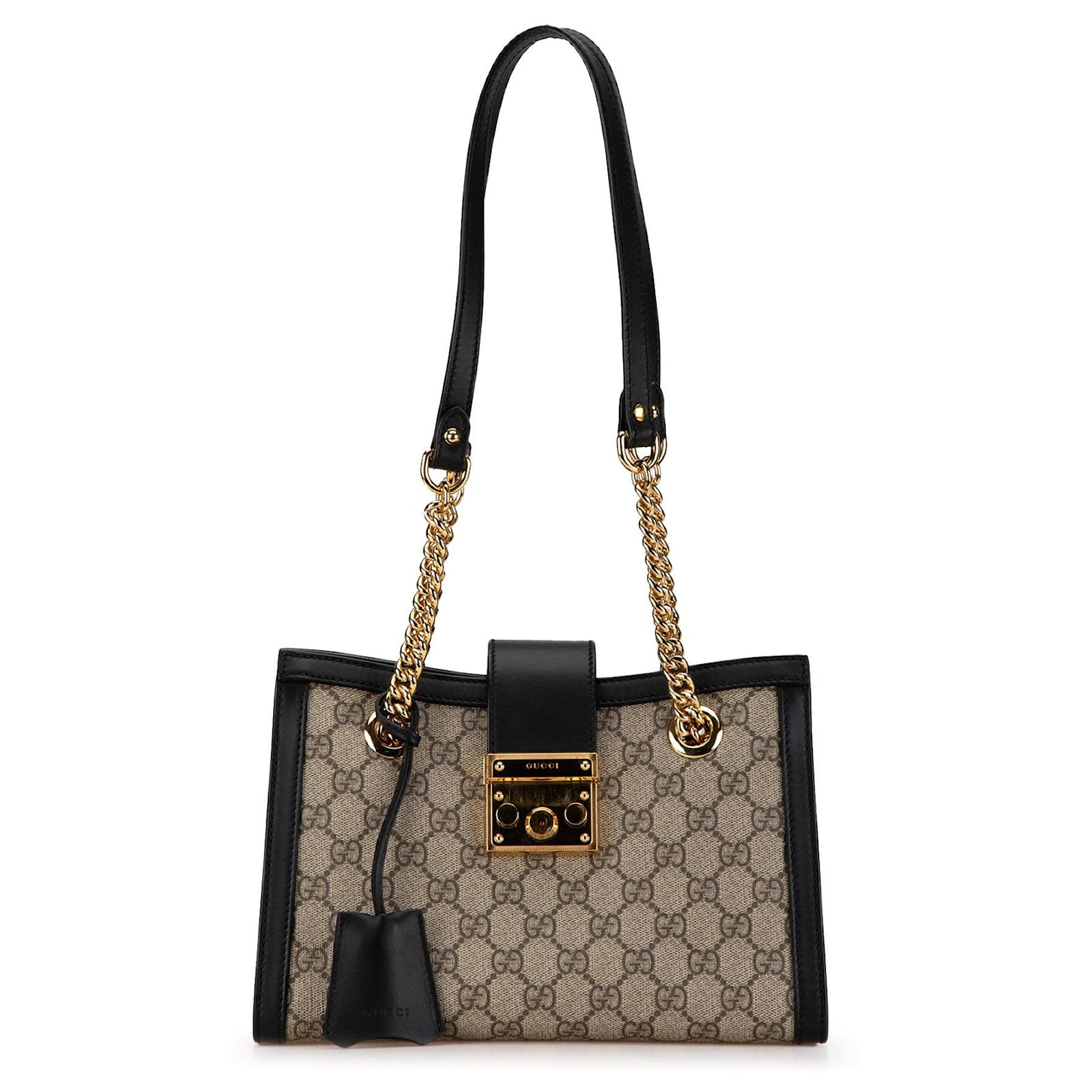 Brown Gucci Small GG Supreme Padlock Tote Leather ref.JC1715301