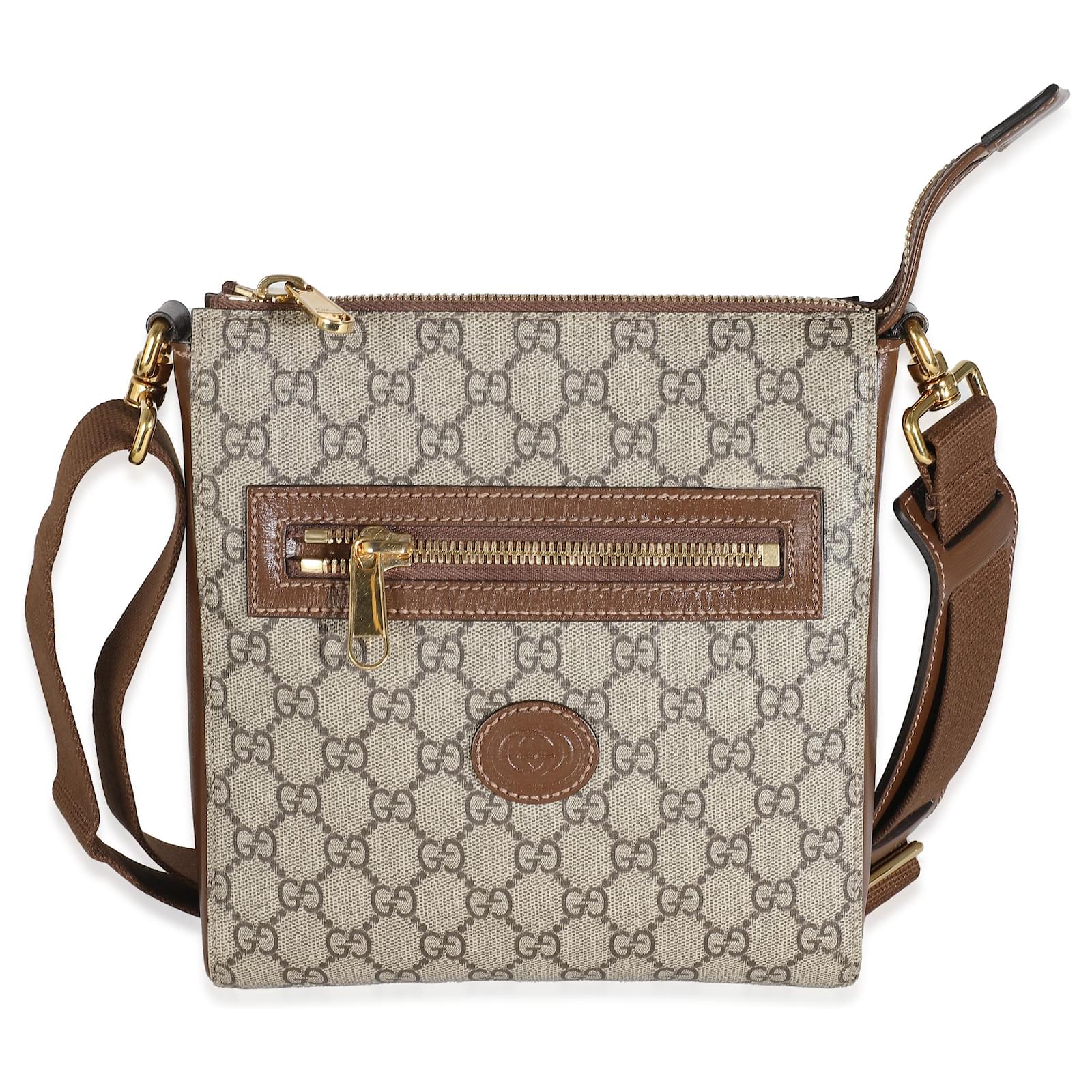 Borsa a tracolla piccola GG Supreme beige di Gucci Marrone Tela