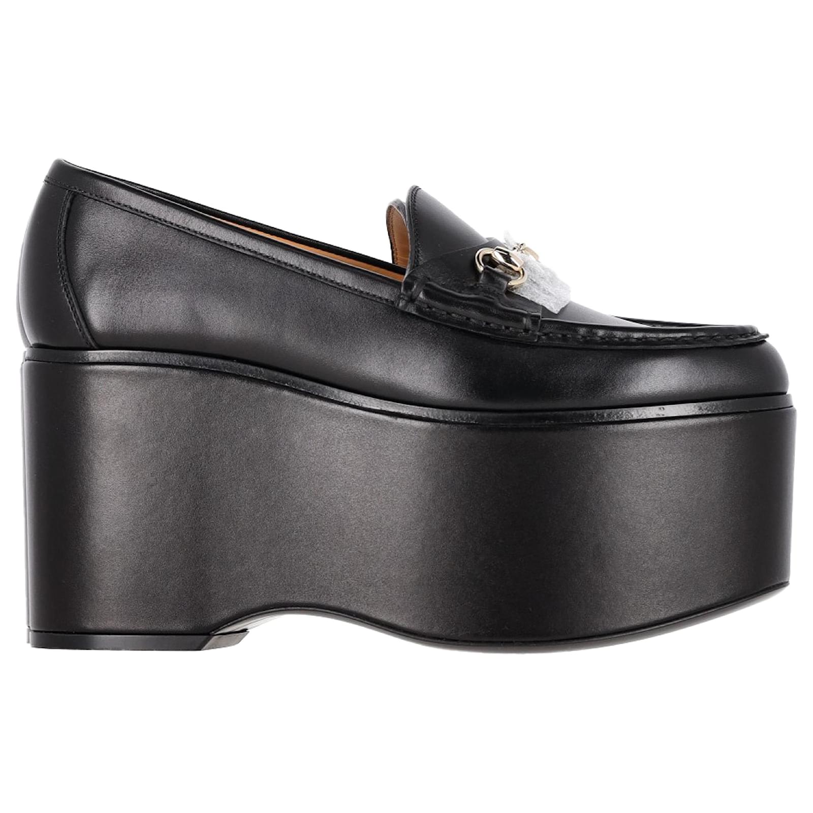 Mocasines de plataforma Horsebit Gucci en cuero negro