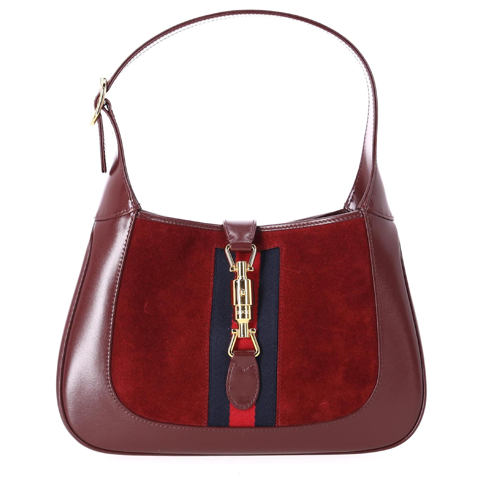 Sac à épaule Gucci Small Jackie 1961 en cuir bordeaux et daim - Main Image