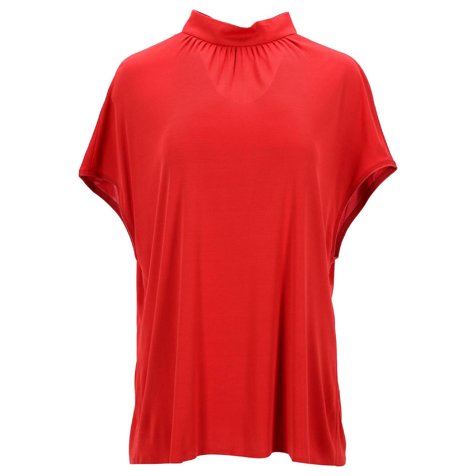 Blusa a maniche corte Loro Piana in viscosa rossa Rosso Fibra di