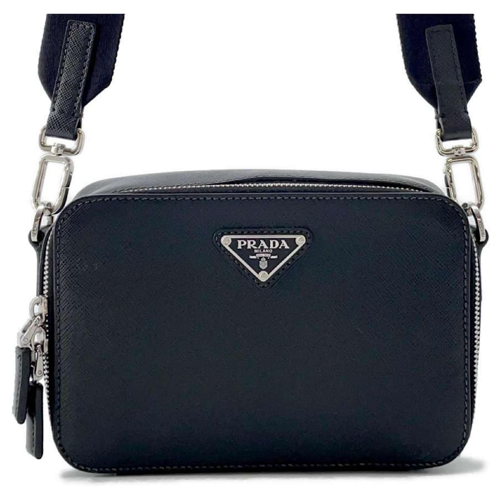 Prada Shoulder Bag Triangle Brick Saffiano Leather Black ref