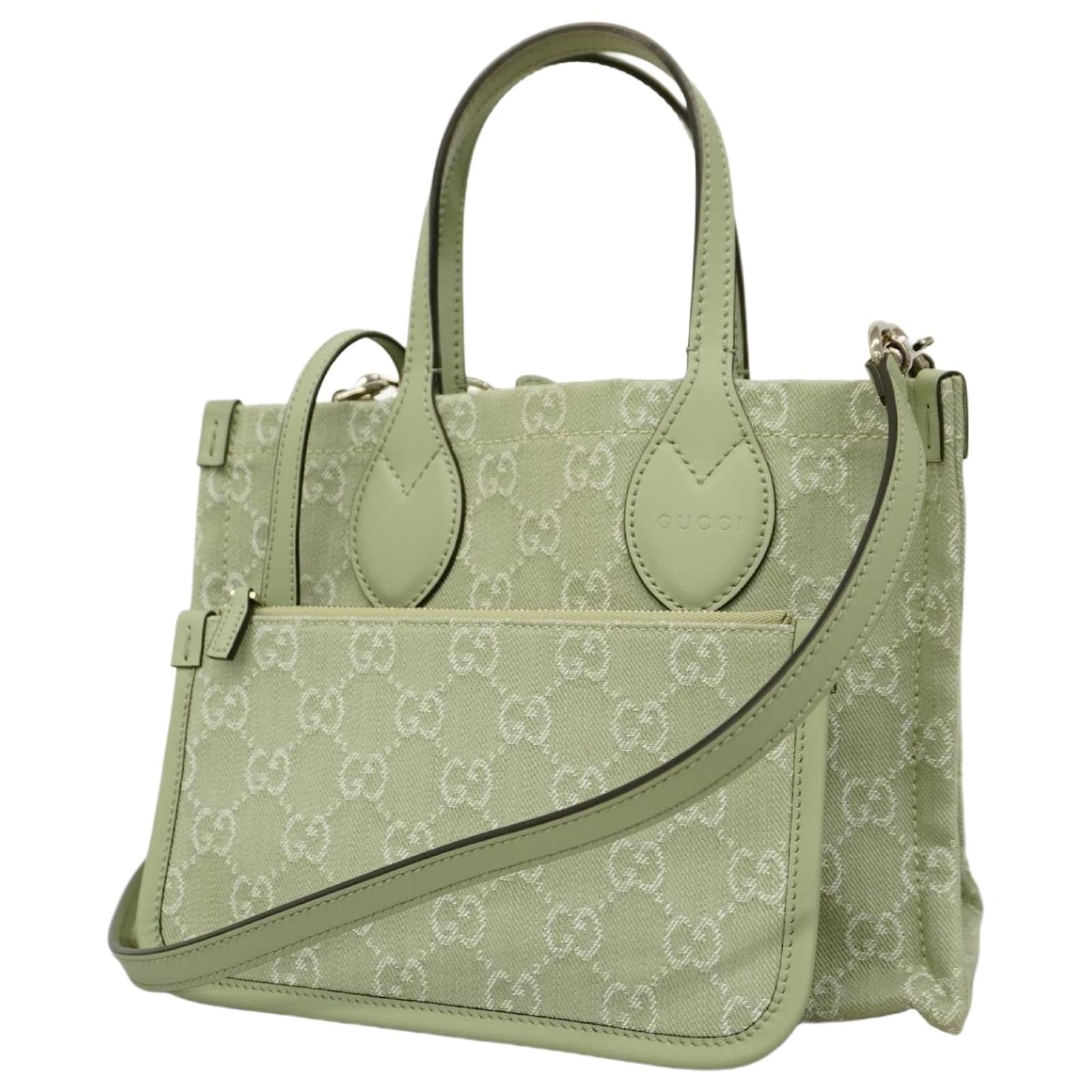 Gucci Ophidia GG Denim Tote Bag Green Joli Closet