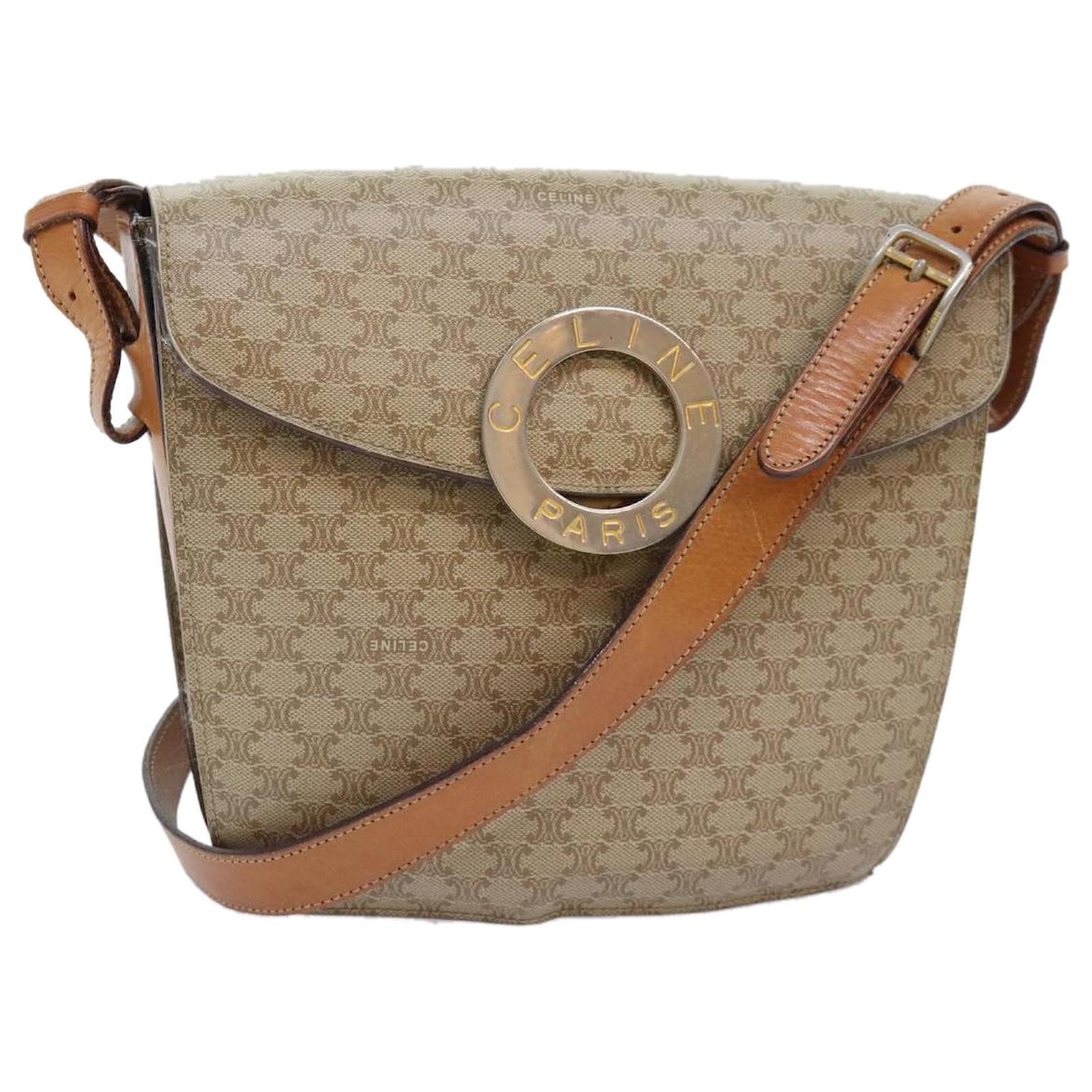 Celine CELINE Macadam Canvas Shoulder Bag Beige Gold Auth ep5915 Golden ref.1718164 Joli Closet