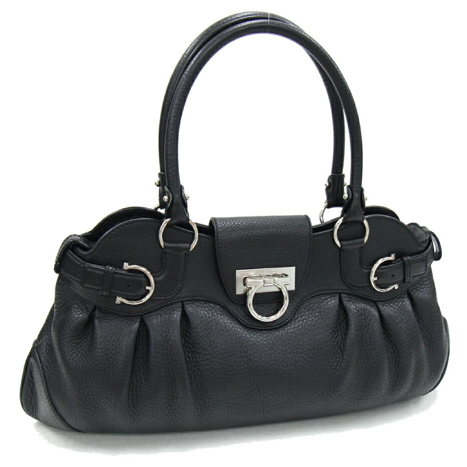 Salvatore Ferragamo Gancini Marissa Handbag Black Leather