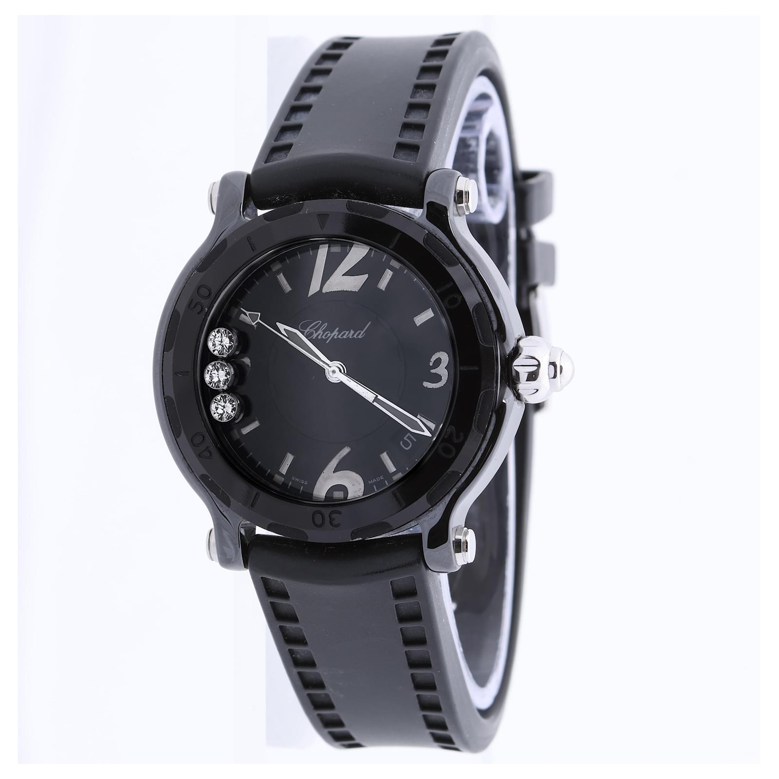 Chopard Happy Sport 28/8507 1371089 CE × SS × rubber QZ Black Dial