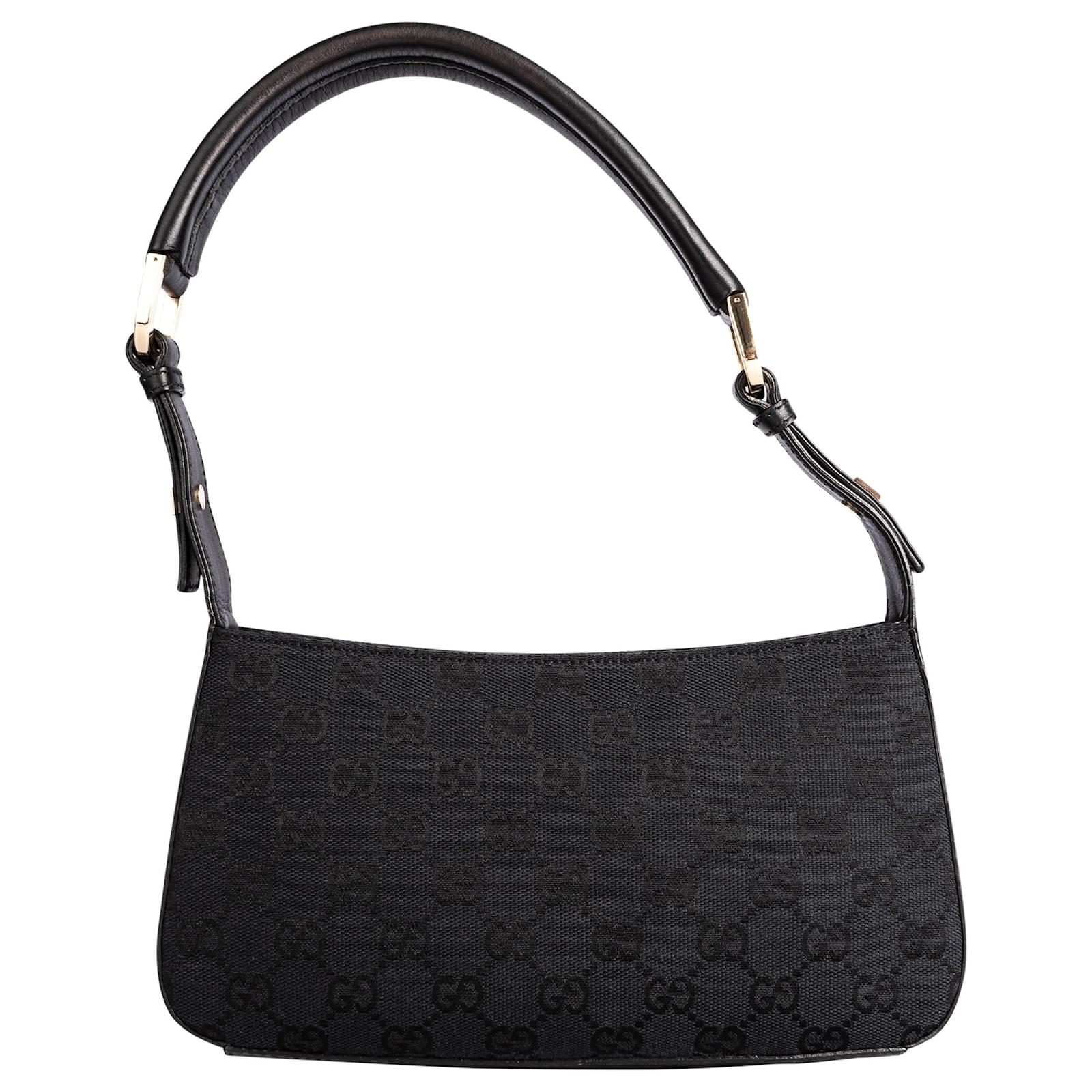 Gucci GG Monogram Pochette Shoulder Bag Black Cloth