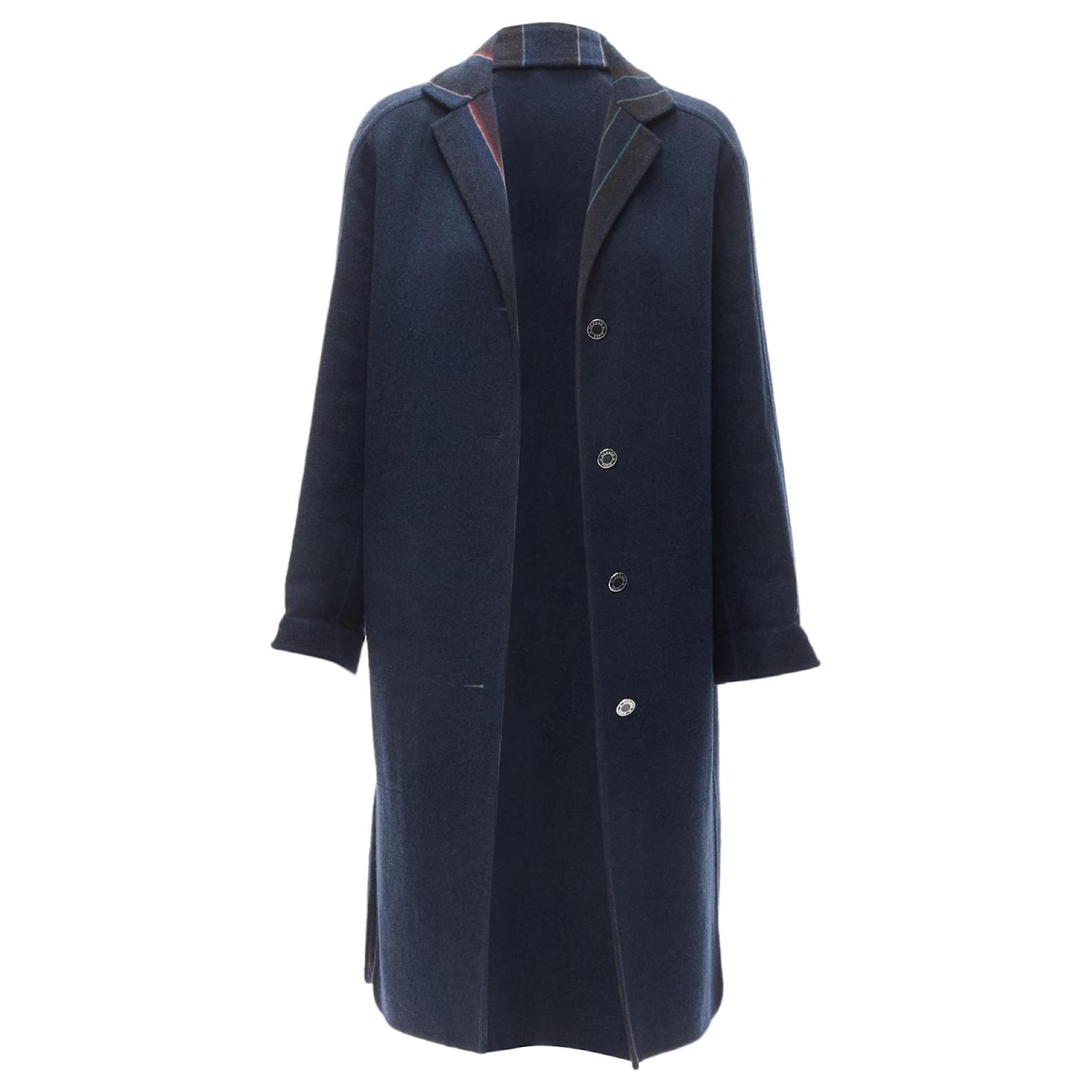 Hermès Hermes Double Faced Virgin Wool Cashmere Stripe Lining Maxi