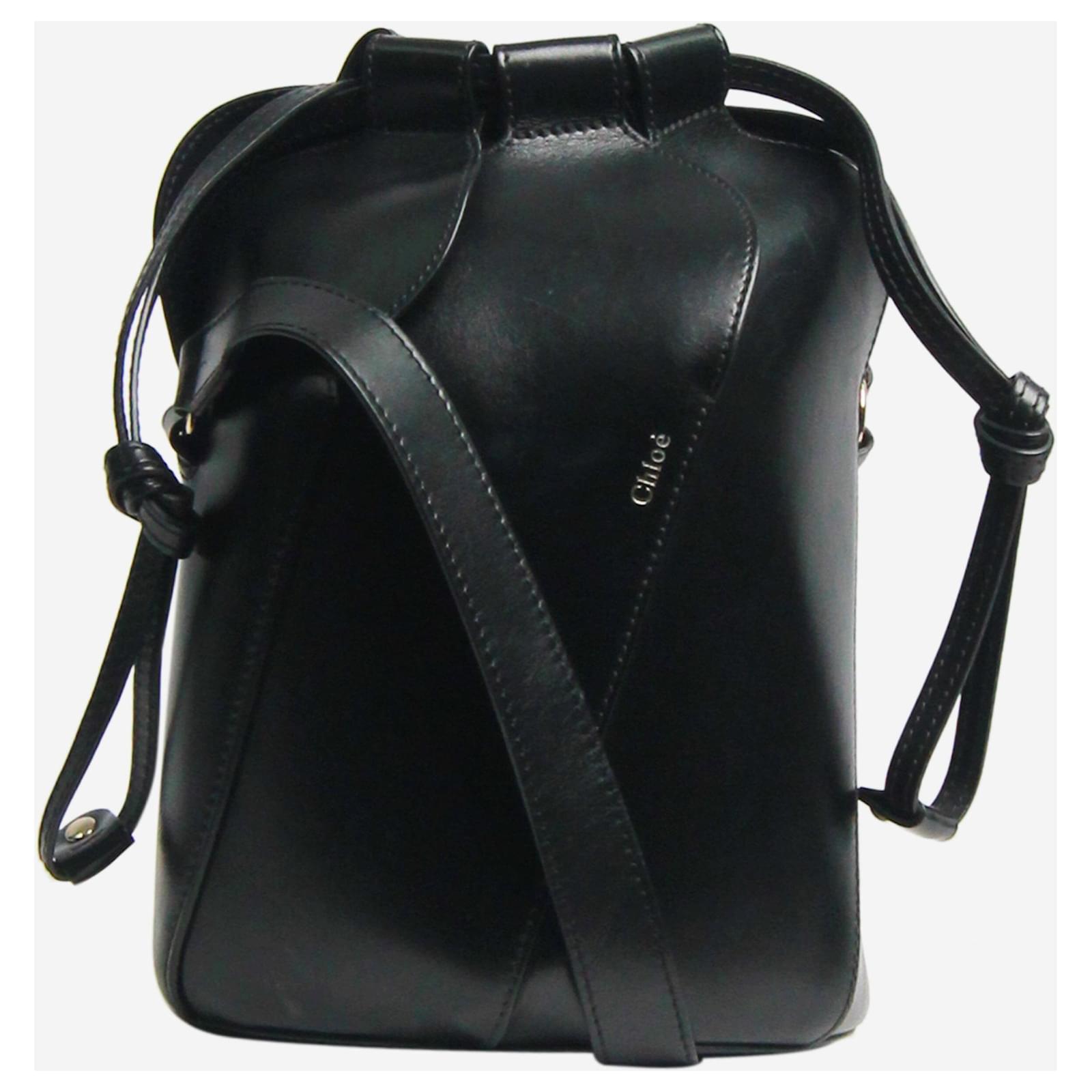 Chloe Black Leather Small Tulip Bucket Bag