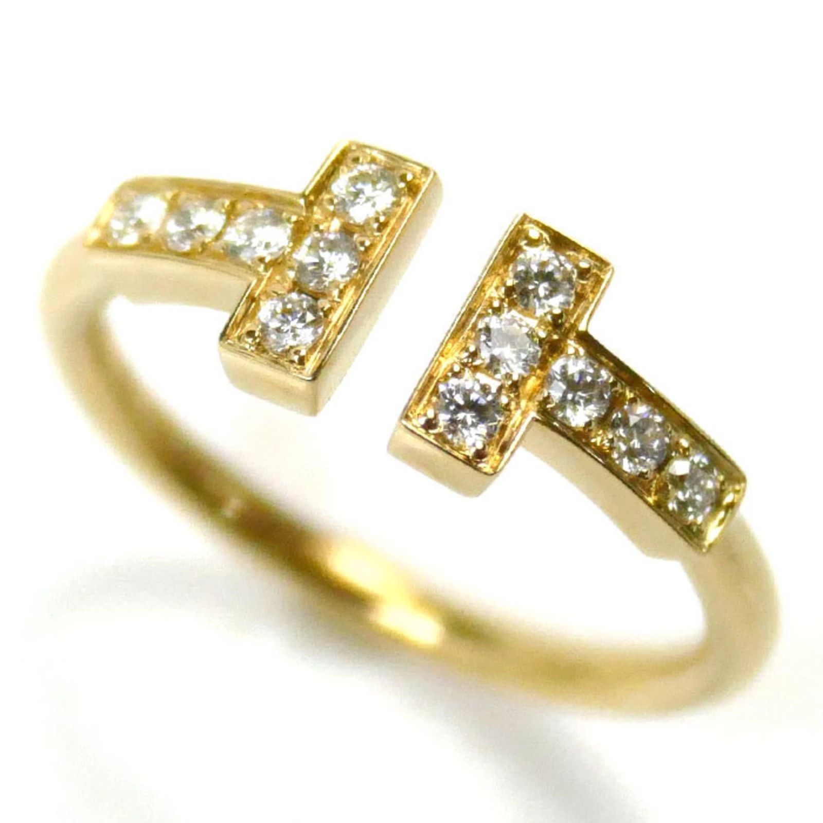 Tiffany & Co Tiffany K18YG Yellow Gold T-Wire Diamond Ring ref 