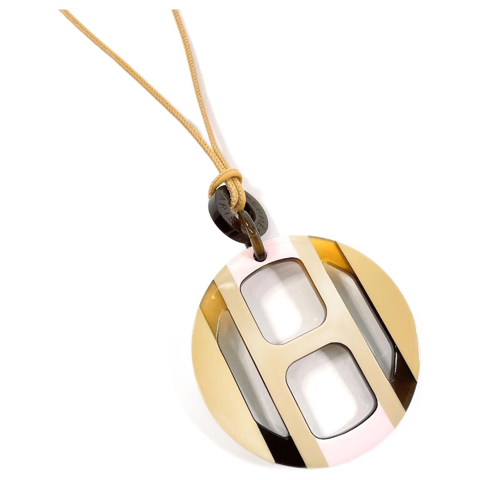 Hermès Hermes H Equipe Necklace Beige Varnish ref.JC1719849 (Sold 