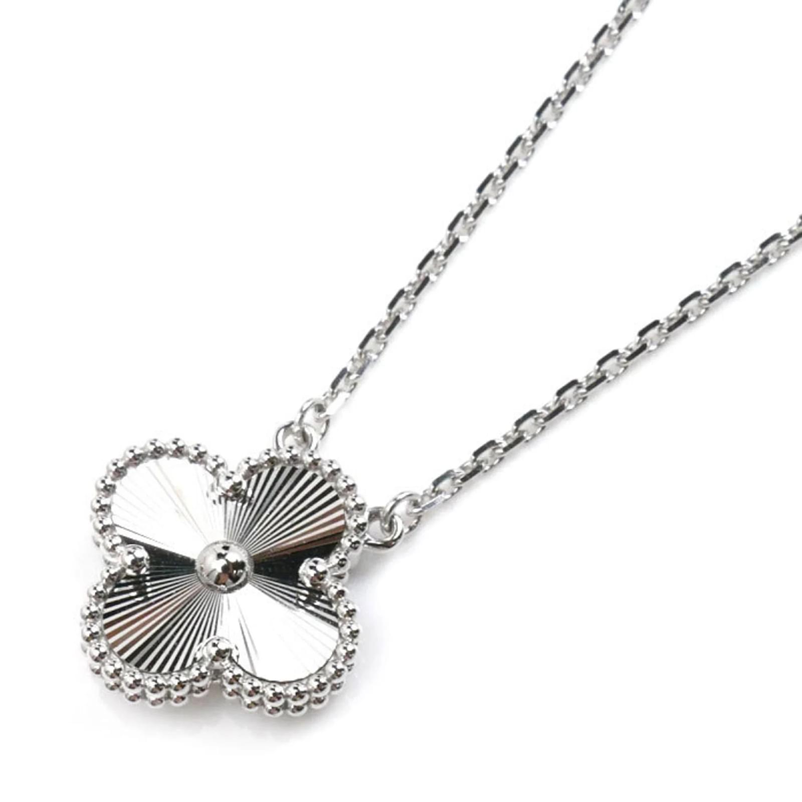 Van Cleef Arpels K18WG White Gold Alhambra Necklace Golden ref