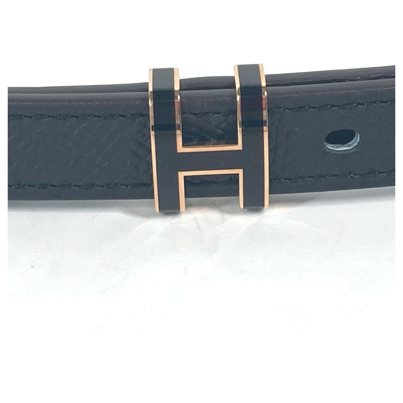 Hermès Hermes H Belt Pop 15 Thin Epsom Leather Women's Belt Black - Main Image