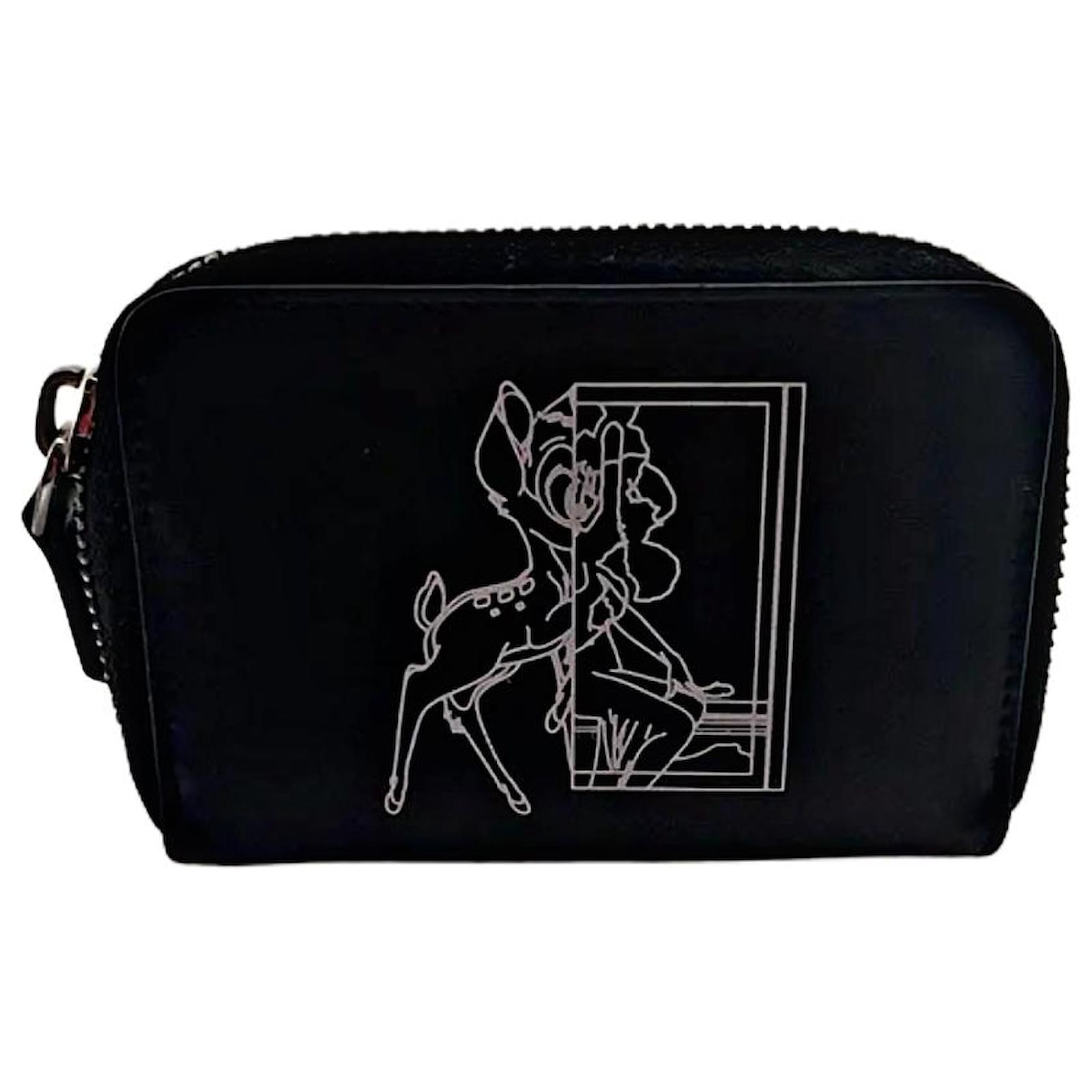 Givenchy Black Lambskin Leather Shark Tooth Compact Wallet