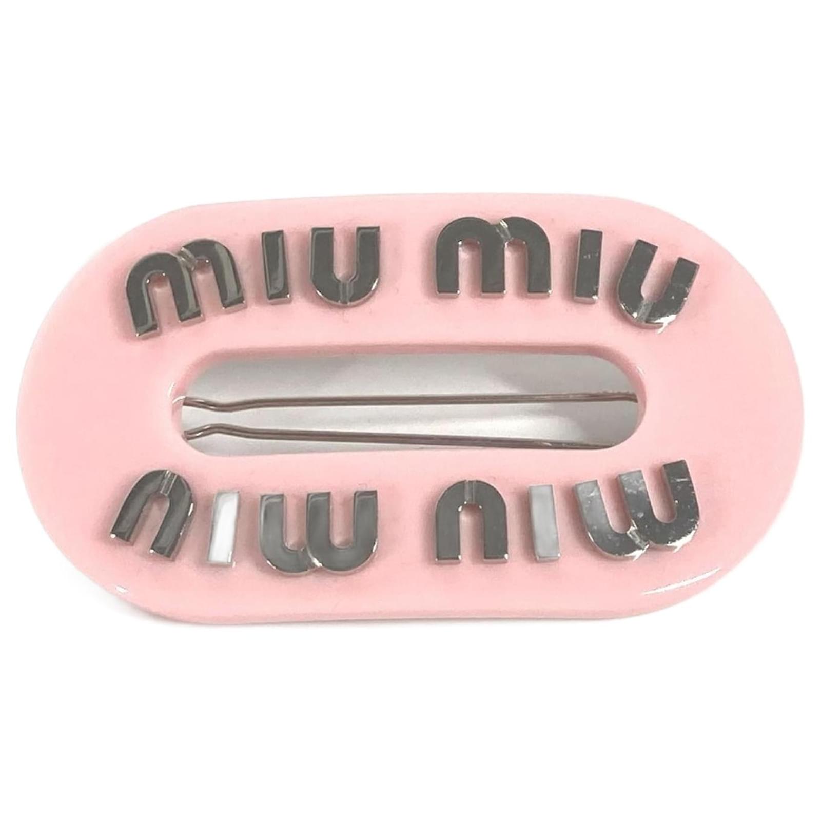 MIU MIU ヘアピン クリスタル付き ピンク Miu Miu Pink Rhinestone Hair Pin Plastic ref.1721371 - Joli Closet