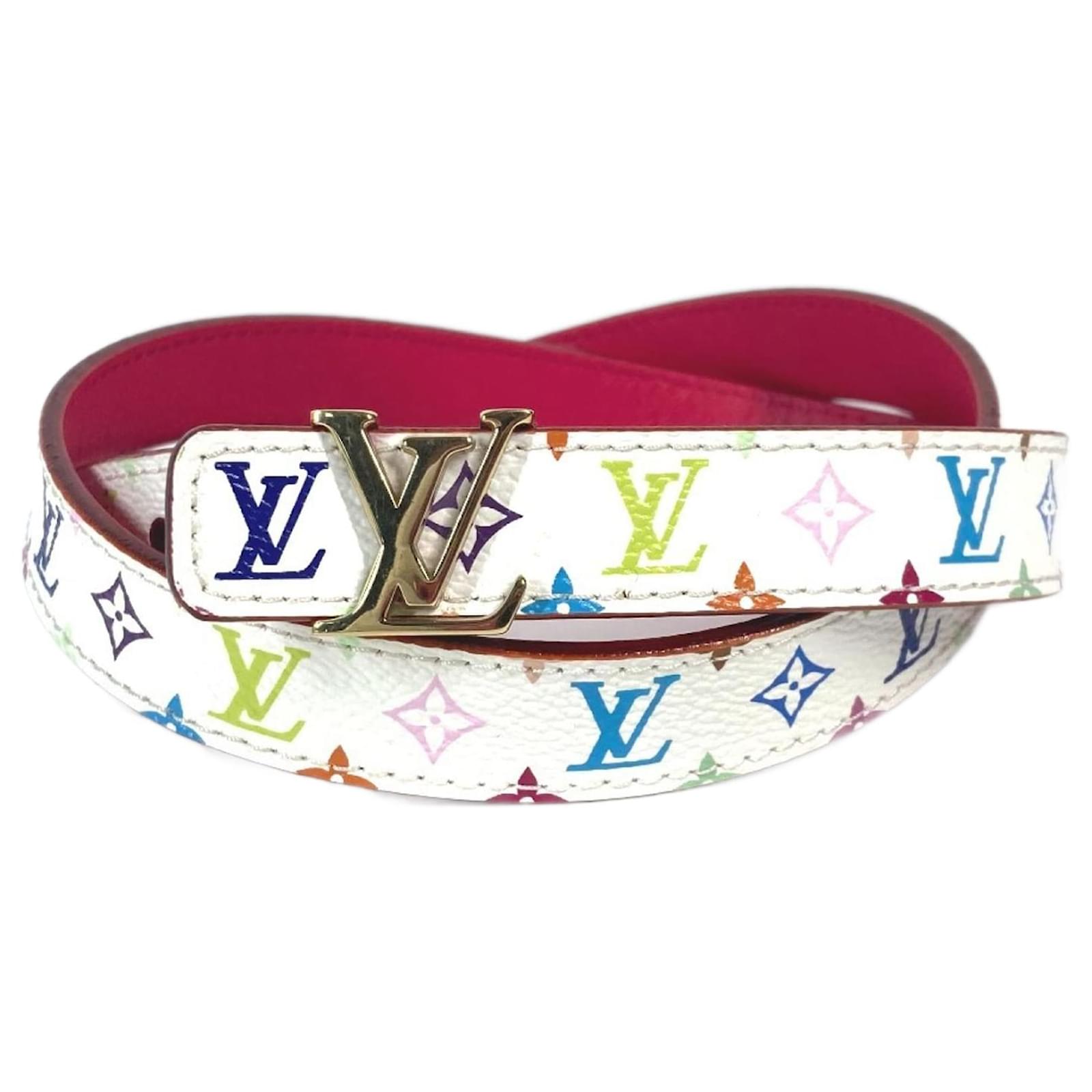 Louis Vuitton Monogram Multicolor Thin Belt White