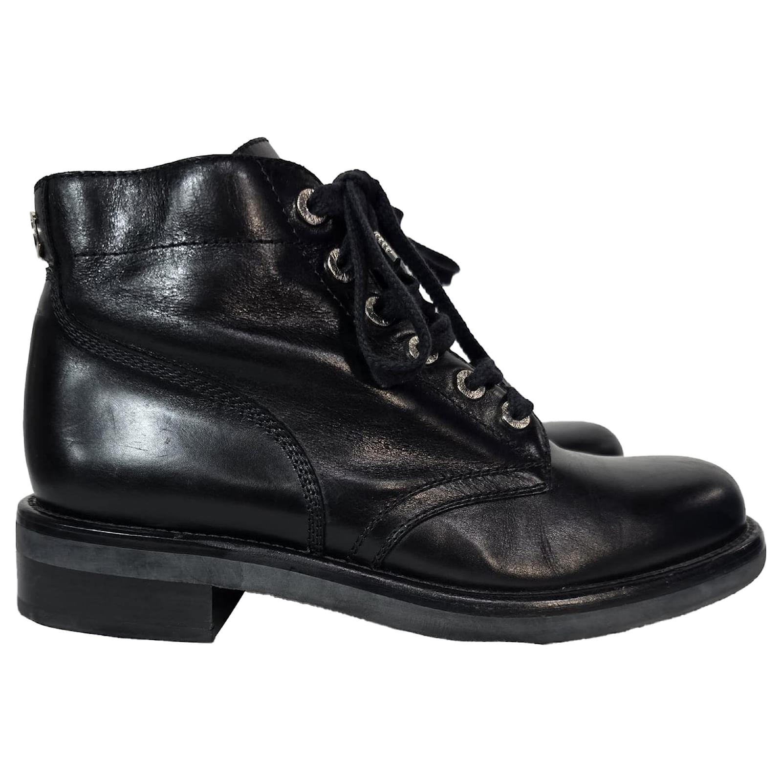 Chanel lace up combat boots best sale