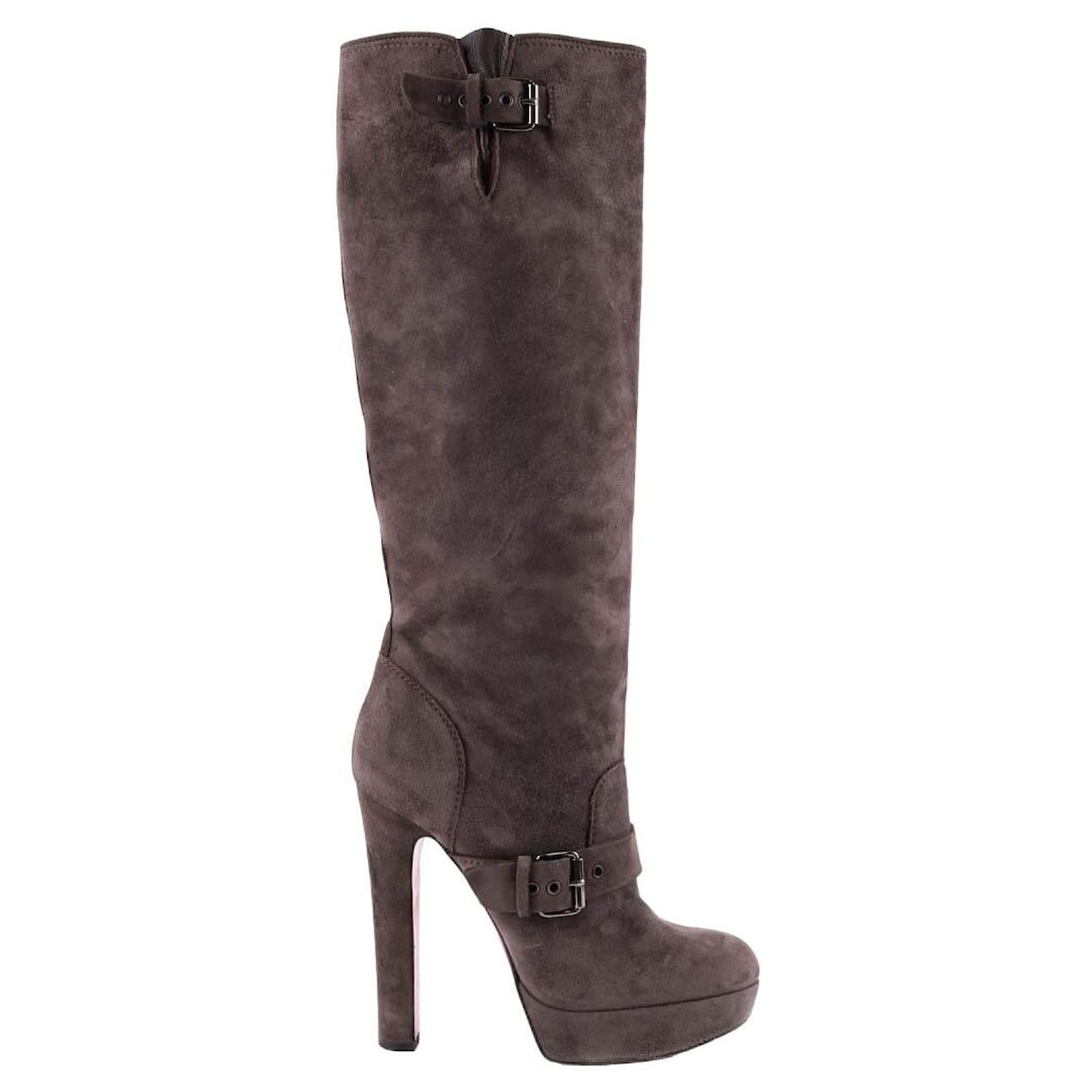 Christian louboutin grey suede boots on sale