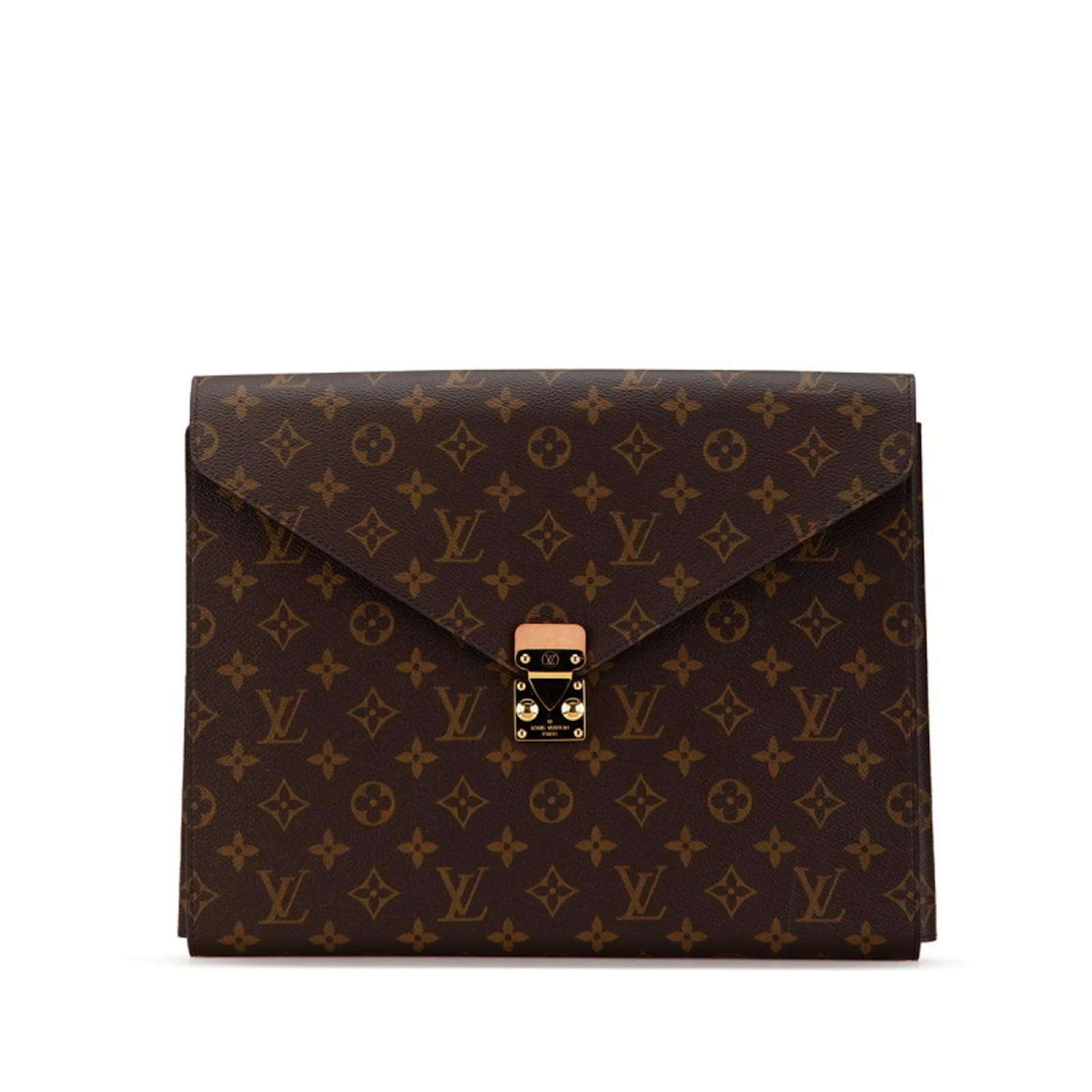 Louis Vuitton Monogram Folder Mark Bag Clutch Brown Leather
