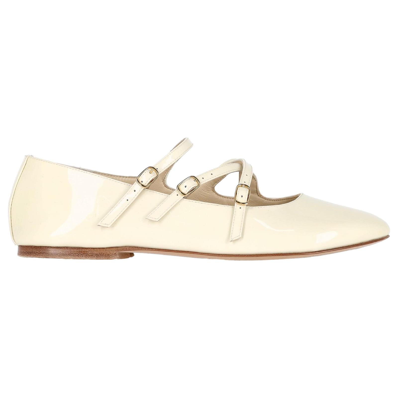 Céline Celine Les Ballerines Crisscross Ballerinas in Cream