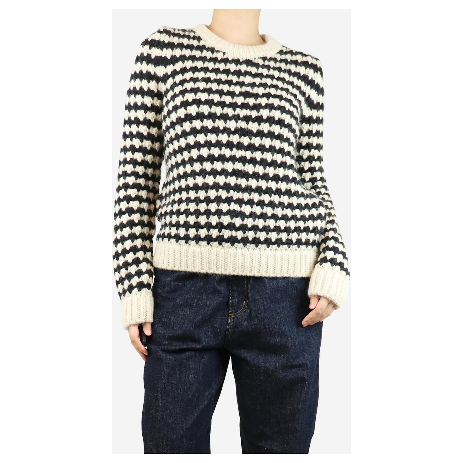 Saint Laurent Black and white chunky knit jumper size M Wool ref