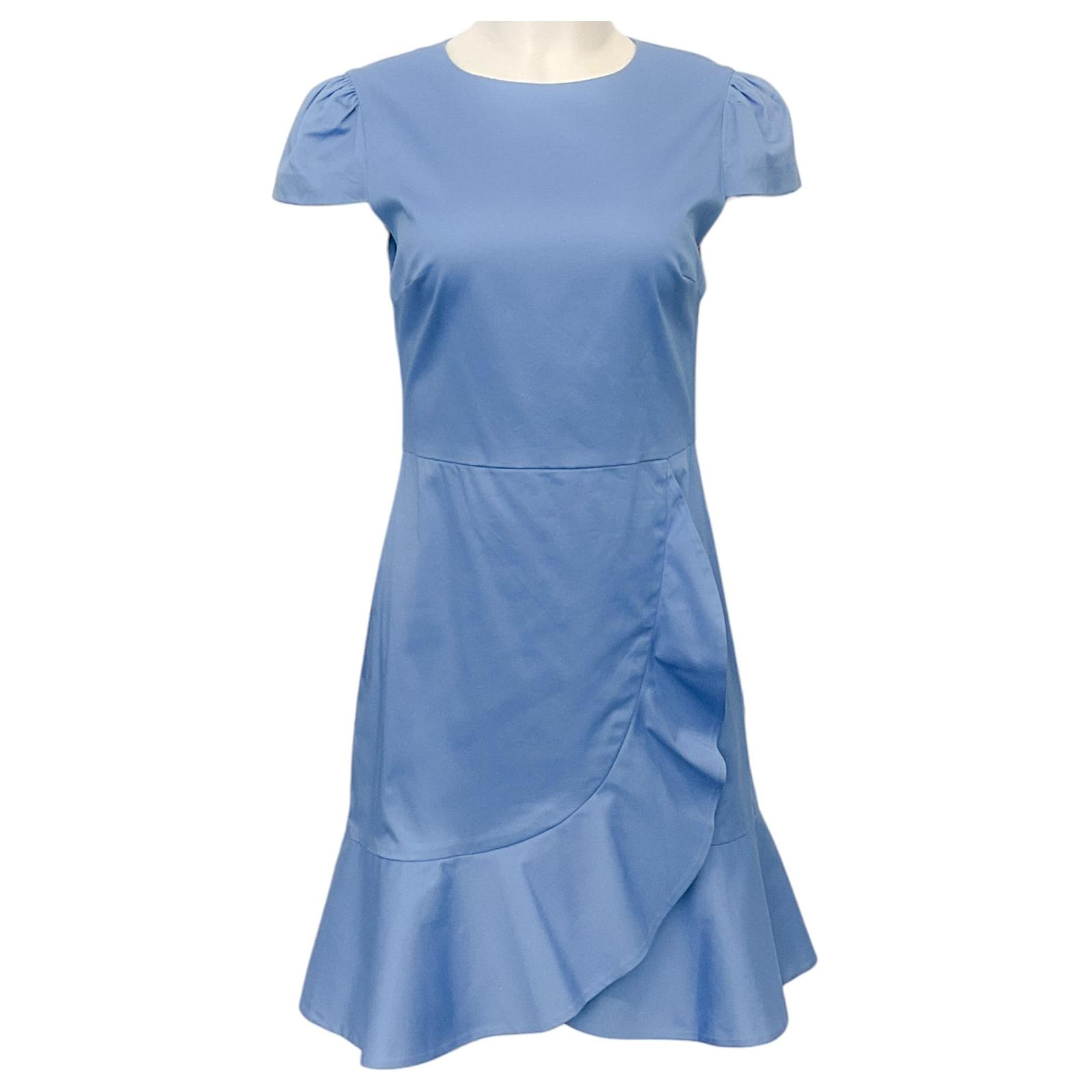 Alice + Olivia Cerulean Blue Kirby Ruffle Dress Cotton ref.JC1725721 (Sold) - Joli Closet Alice + Olivia Cerulean Blue Kirby Ruffle Dress Cotton ref.JC1725721 (Sold) - Joli Closet