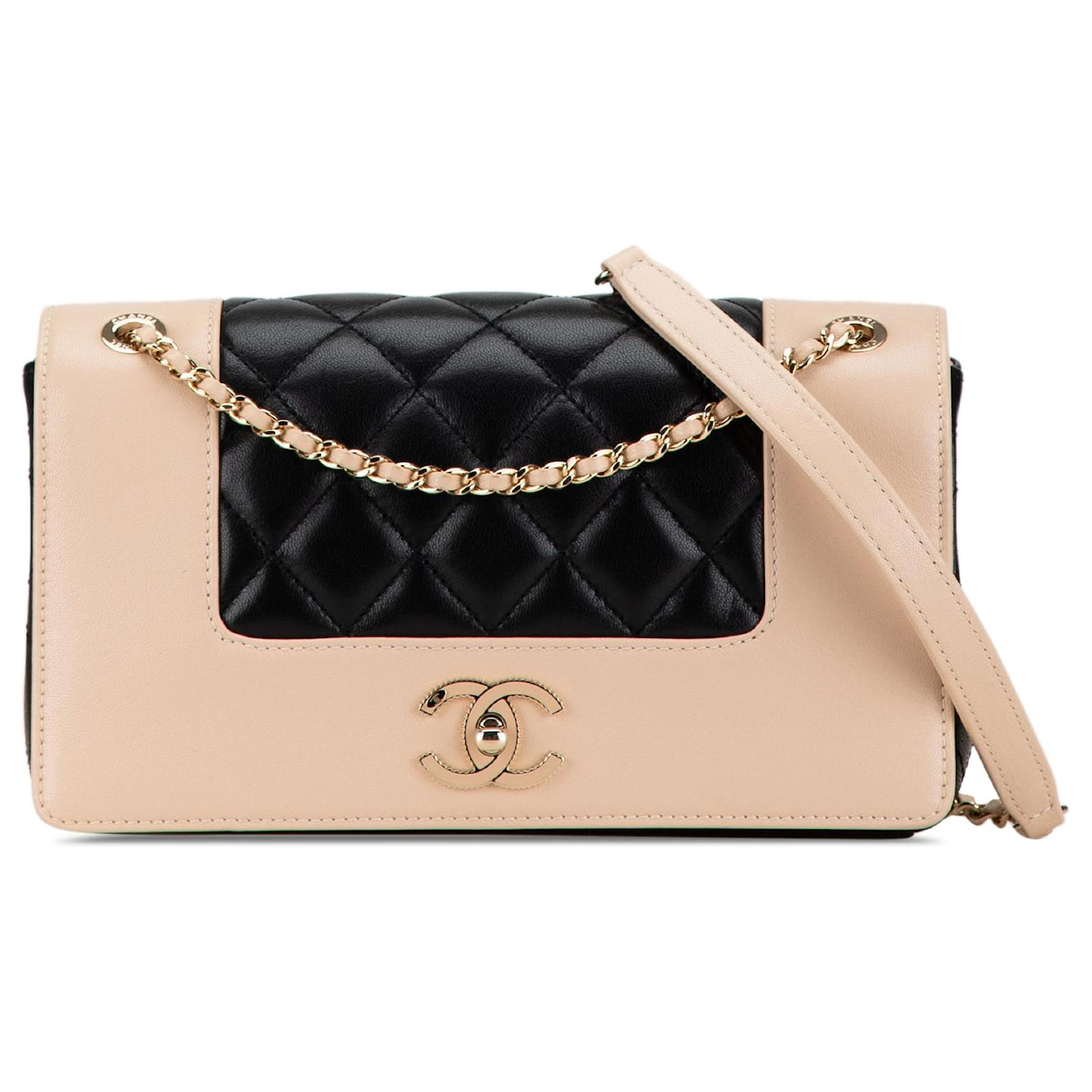 Handbags Chanel Tan Chanel Small Bicolor Lambskin Mademoiselle Vintage Double Flap Crossbody Bag