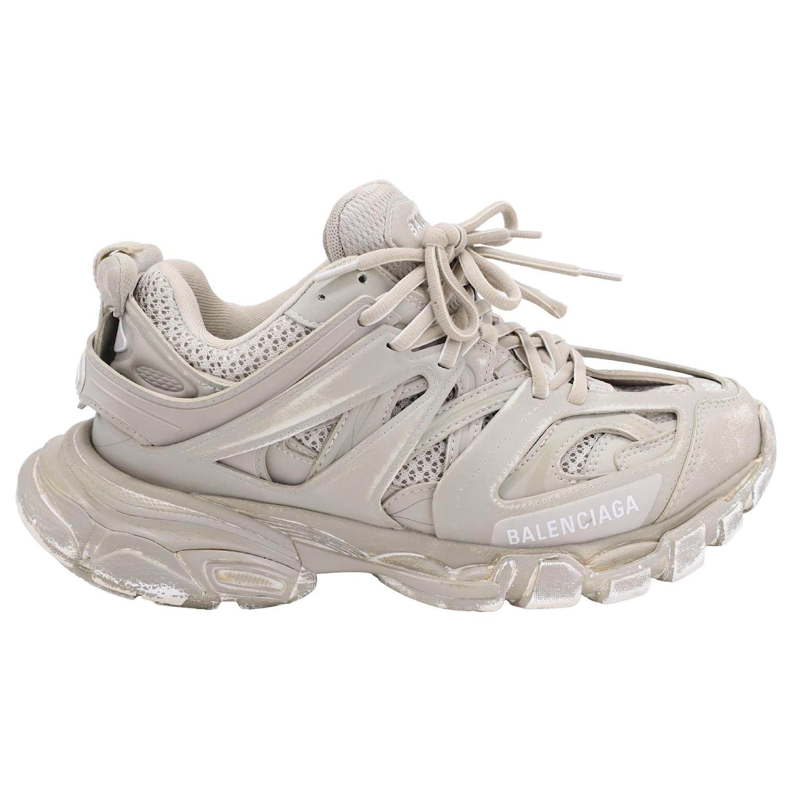 Balenciaga Track Faded Effect Sneakers in Beige Polyurethane