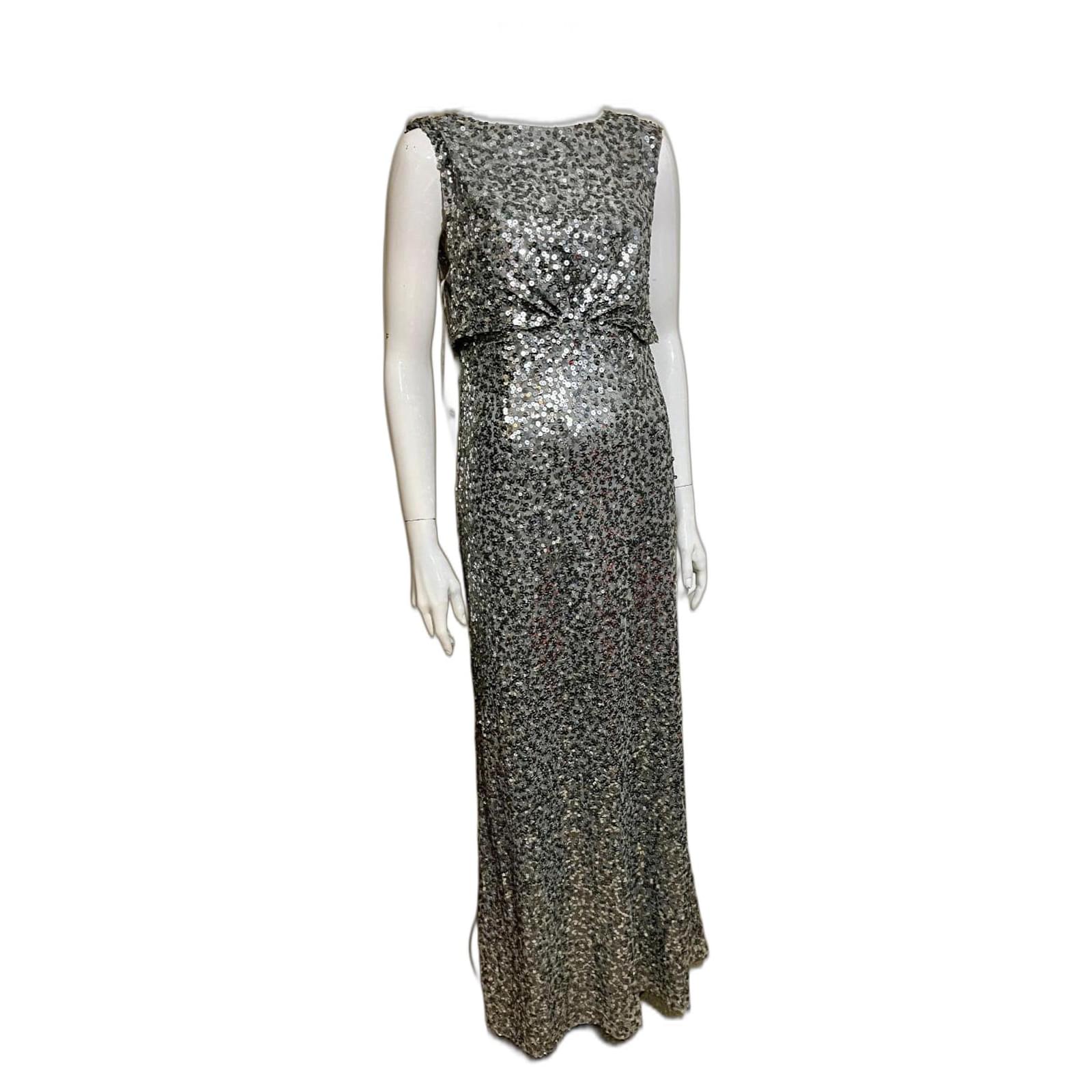 princess polly baby blue dress Jenny Packham Silvie Embellished Tulle Gown in Silver — UFO No More main image 1
