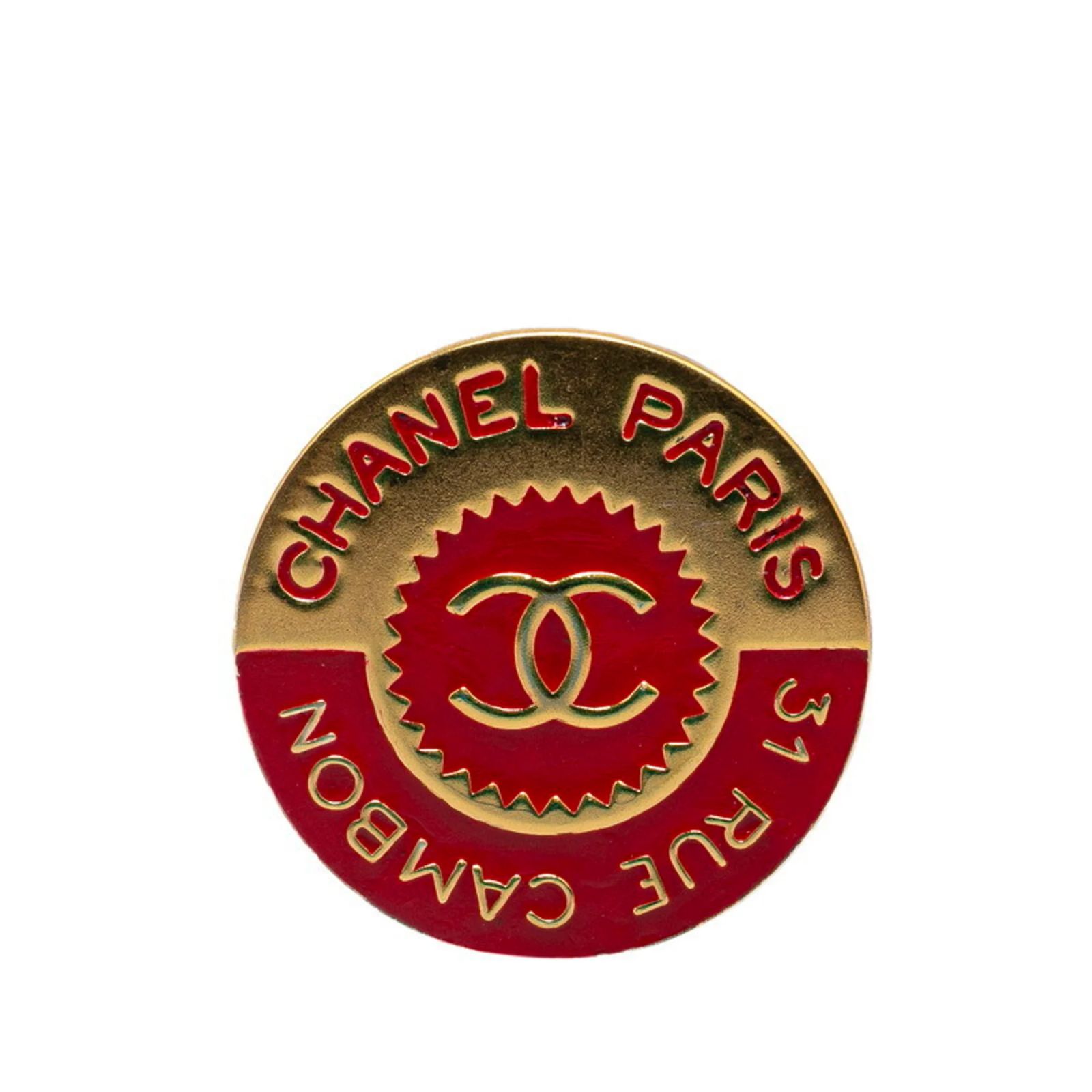 Chanel Cambon Coco Mark Brooch Red Golden ref.1727481 - Joli Closet